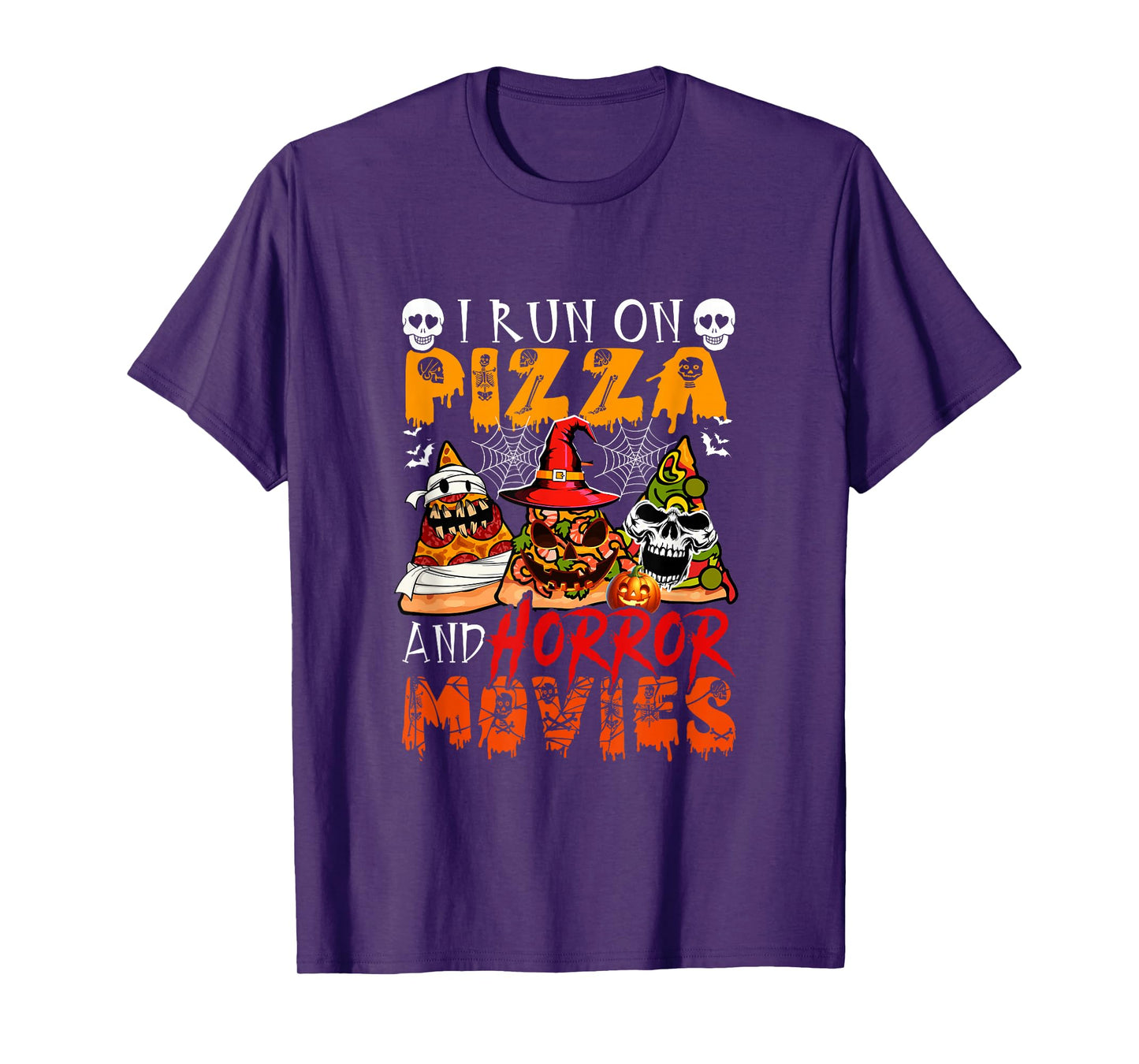 Run On Horror Movies and Pizza Halloween Fast Food Lover T-Shirt