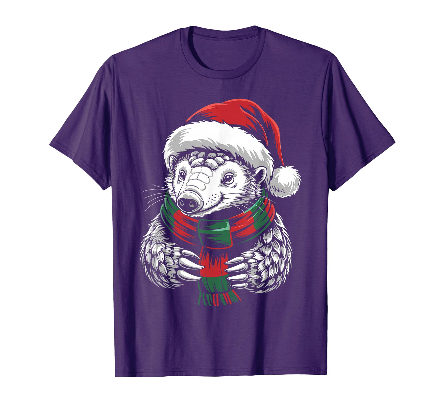 Pangolin Xmas Santa Hat Scarf Christmas Costume T-Shirt