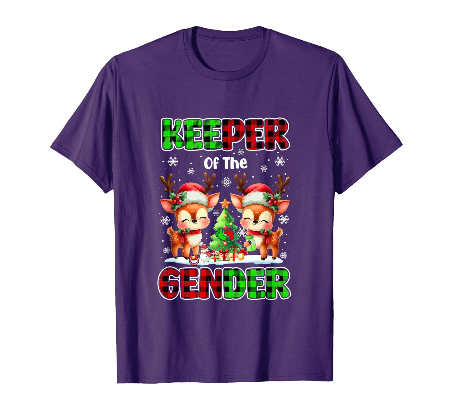 Keeper of Gender Christmas Couple Reindeer Expecting Baby T-Shirt