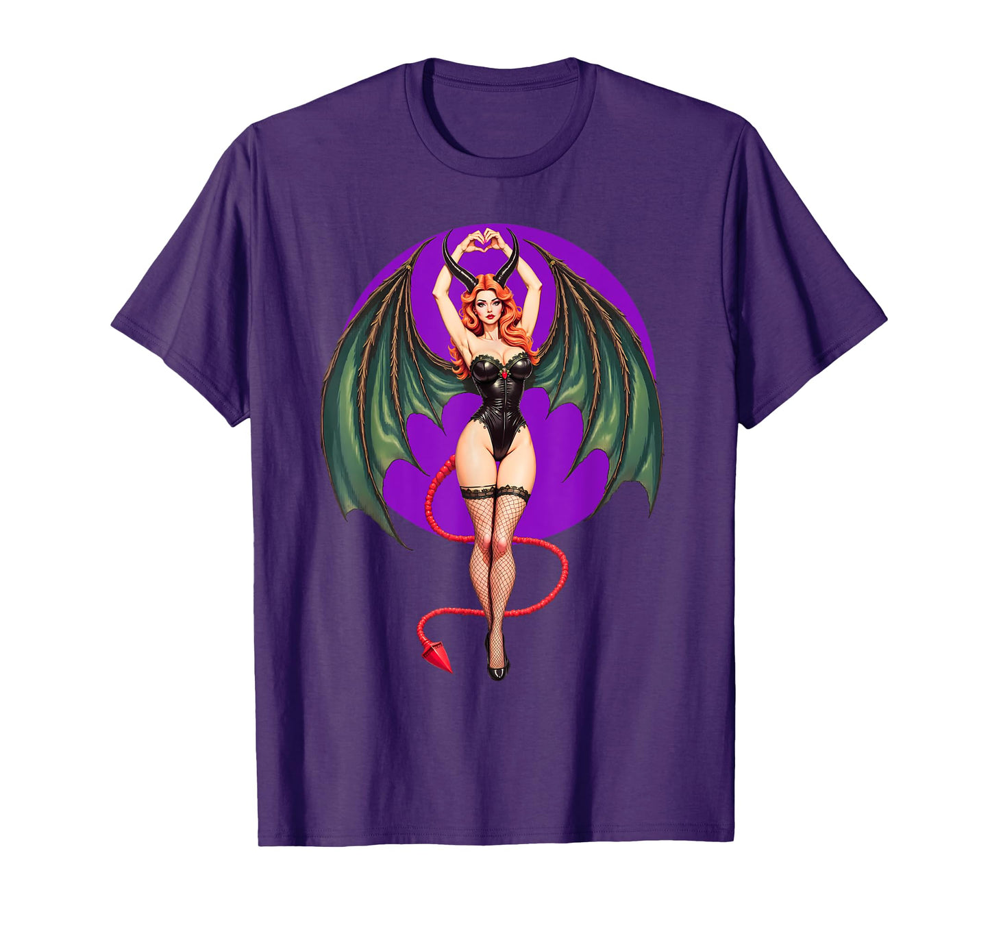 Sexy Succubus Monster Halloween Hand Heart Pin-Up Girl Devil T-Shirt