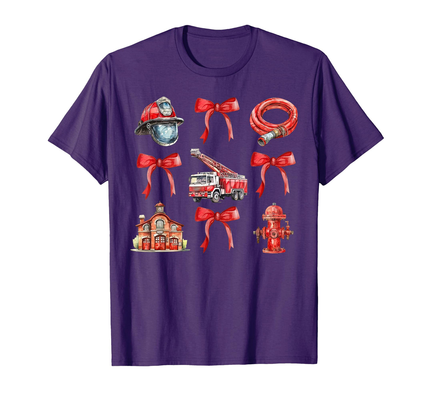 Vintage Coquette Bow Firefighter Firehouse Fireman Men Women T-Shirt