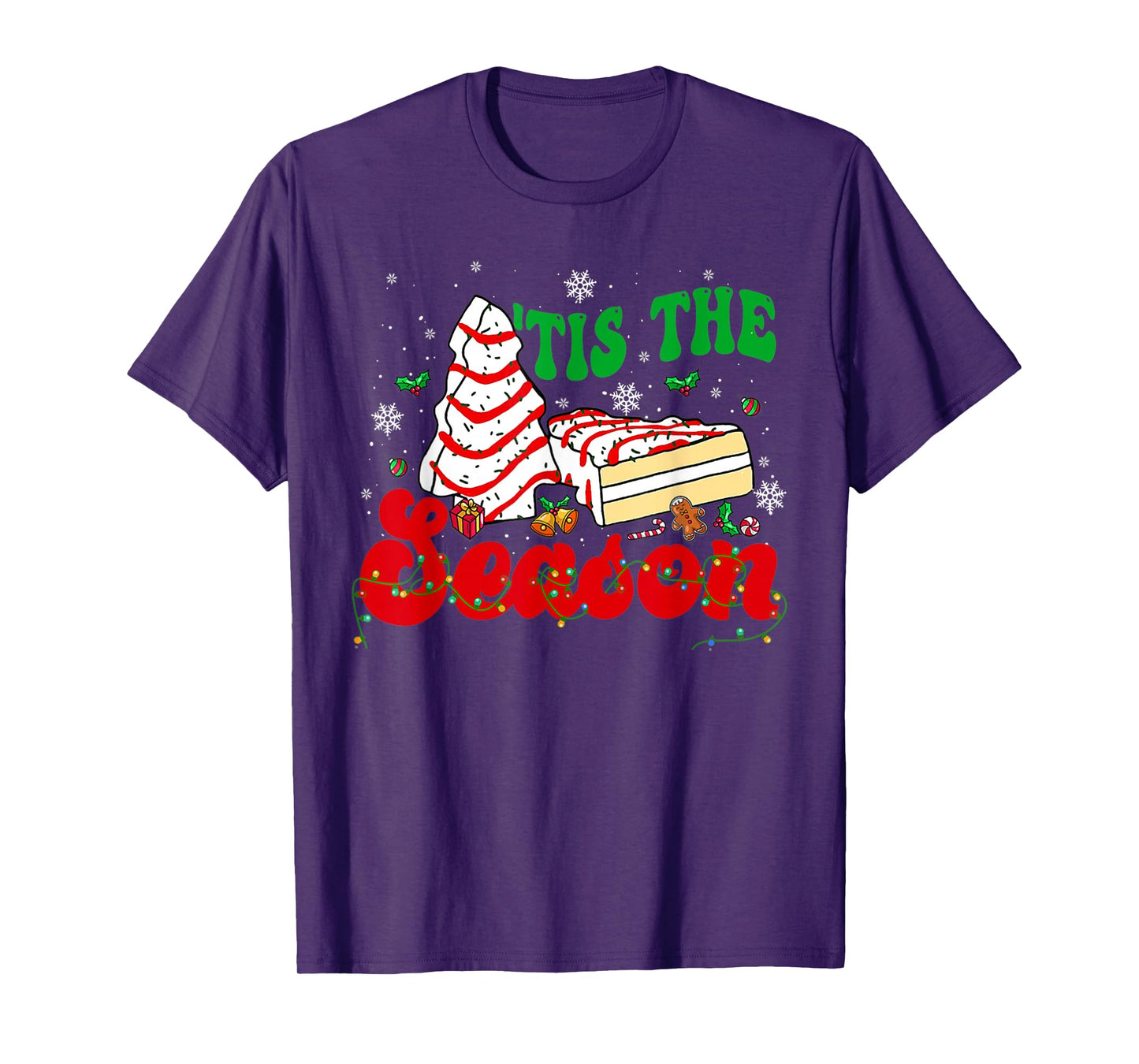 Funny Tis The Season Christmas Tree Cakes Debbie Groovy T-Shirt