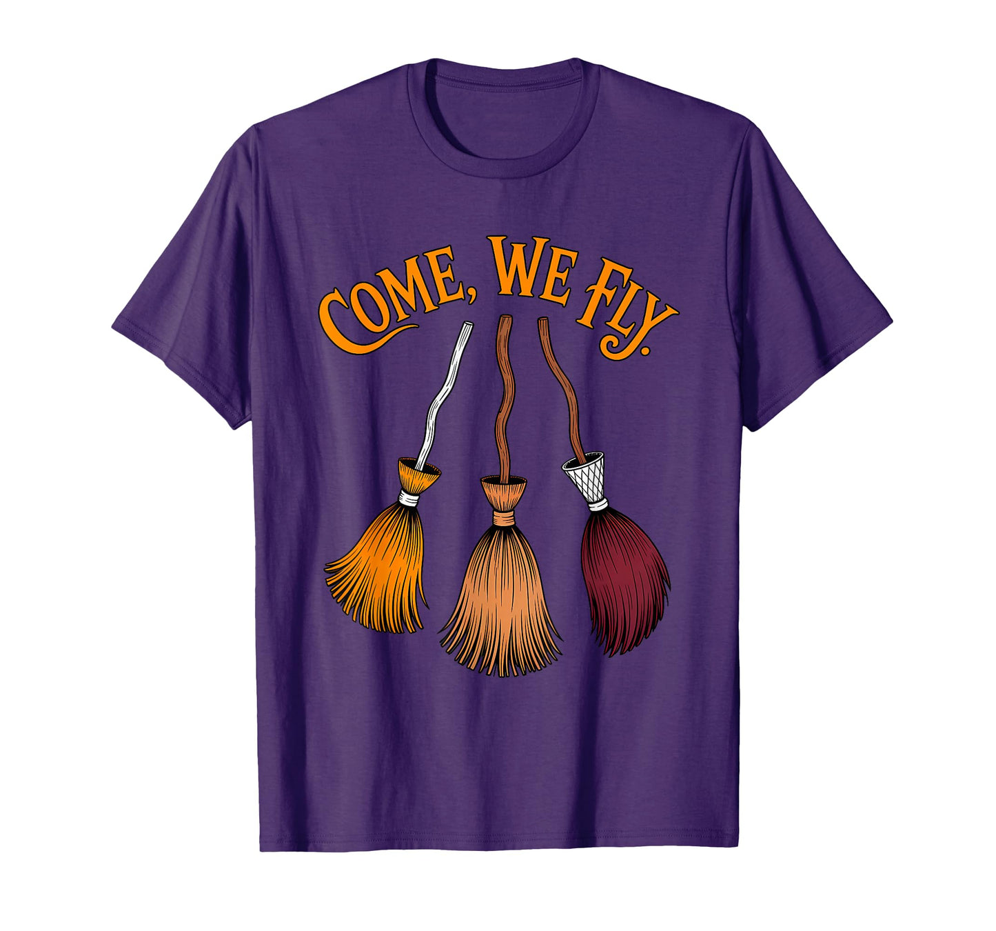 Come We Fly Witch Brooms Fall Graphic Vintage Halloween T-Shirt