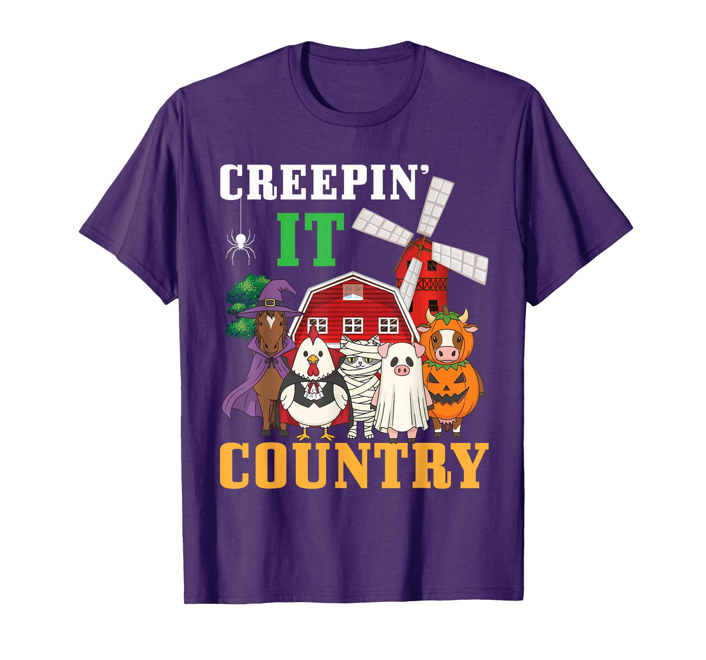 Creepin It Country Funny Farm Animals Happy Halloween Day T-Shirt
