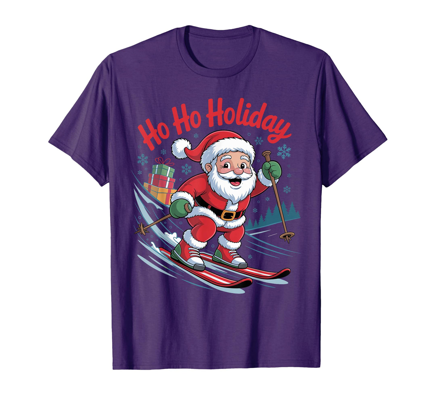 Funny Santa Skiing Lover Holiday Christmas Xmas Pajama T-Shirt