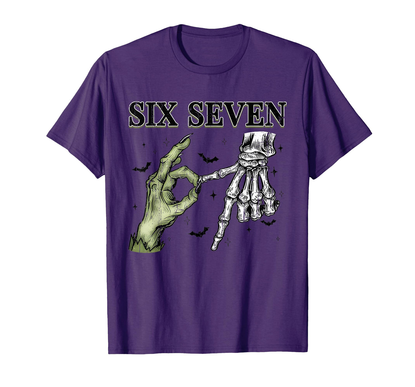 Six Seven 6 7 Meme Funny Witch Skeleton Hands T-Shirt