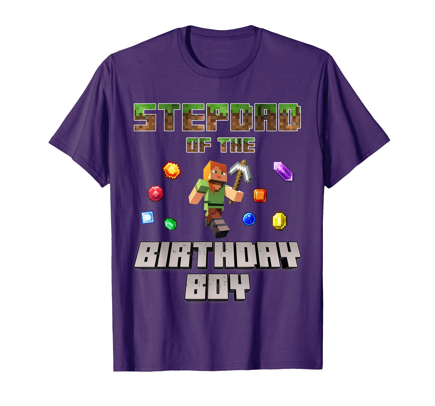 Stepdad Of The Birthday Boy Video Gamer Pixel Number T-Shirt