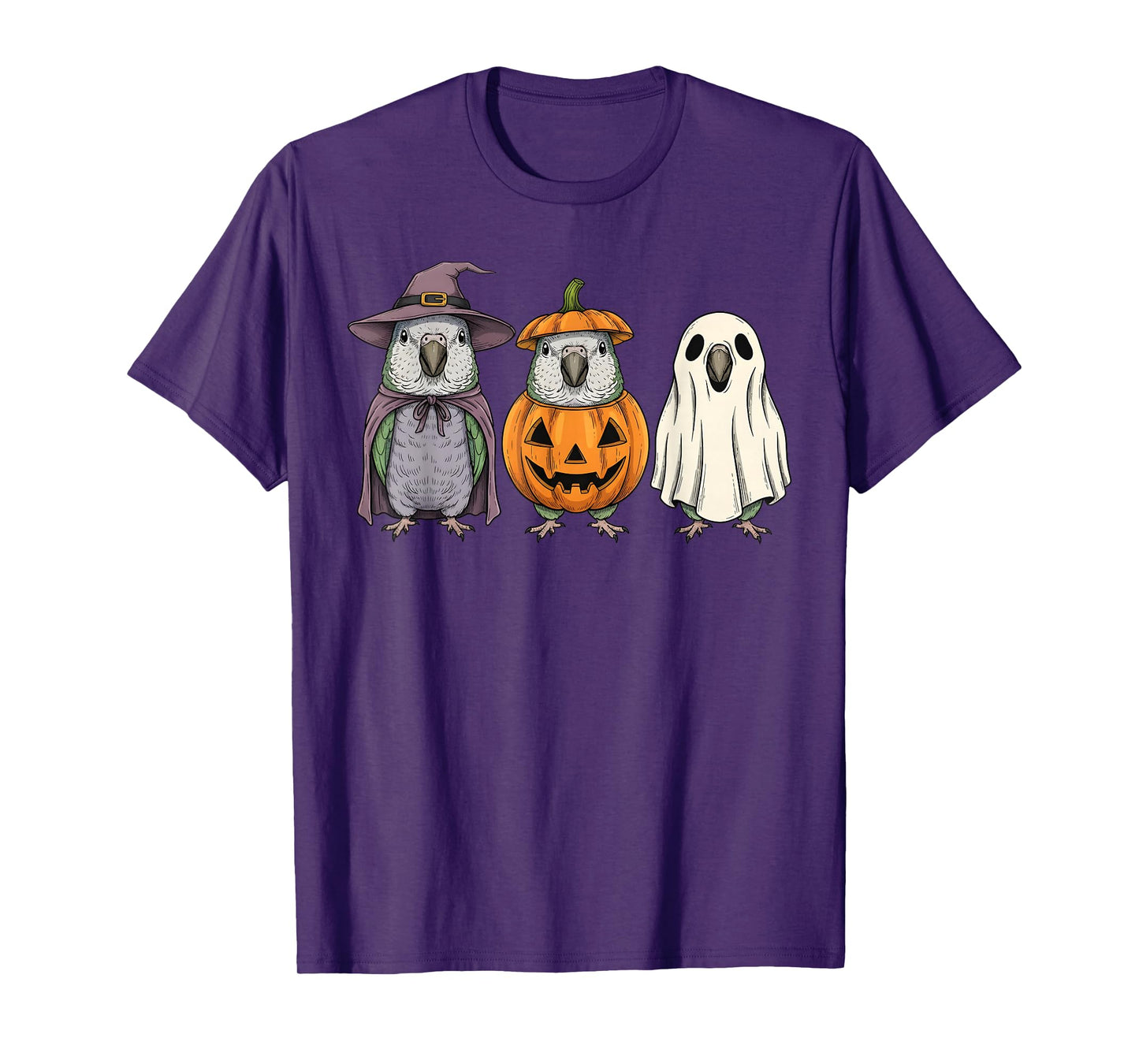Spooky Ghost Quaker Parrot Lover Pumpkin Halloween T-Shirt