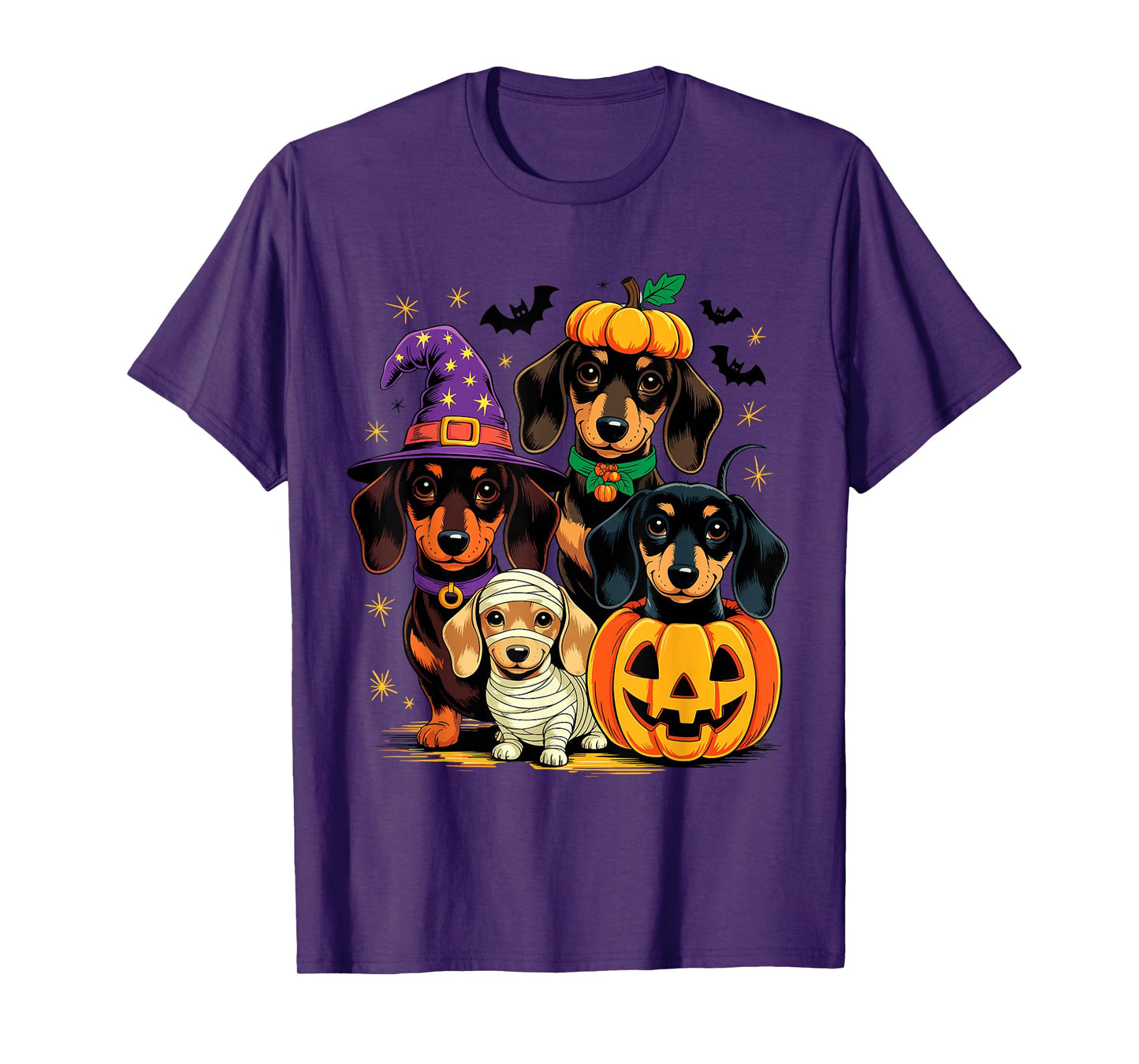 Dachshund Halloween Witch Pumpkin Mummy Jack O Lantern T-Shirt