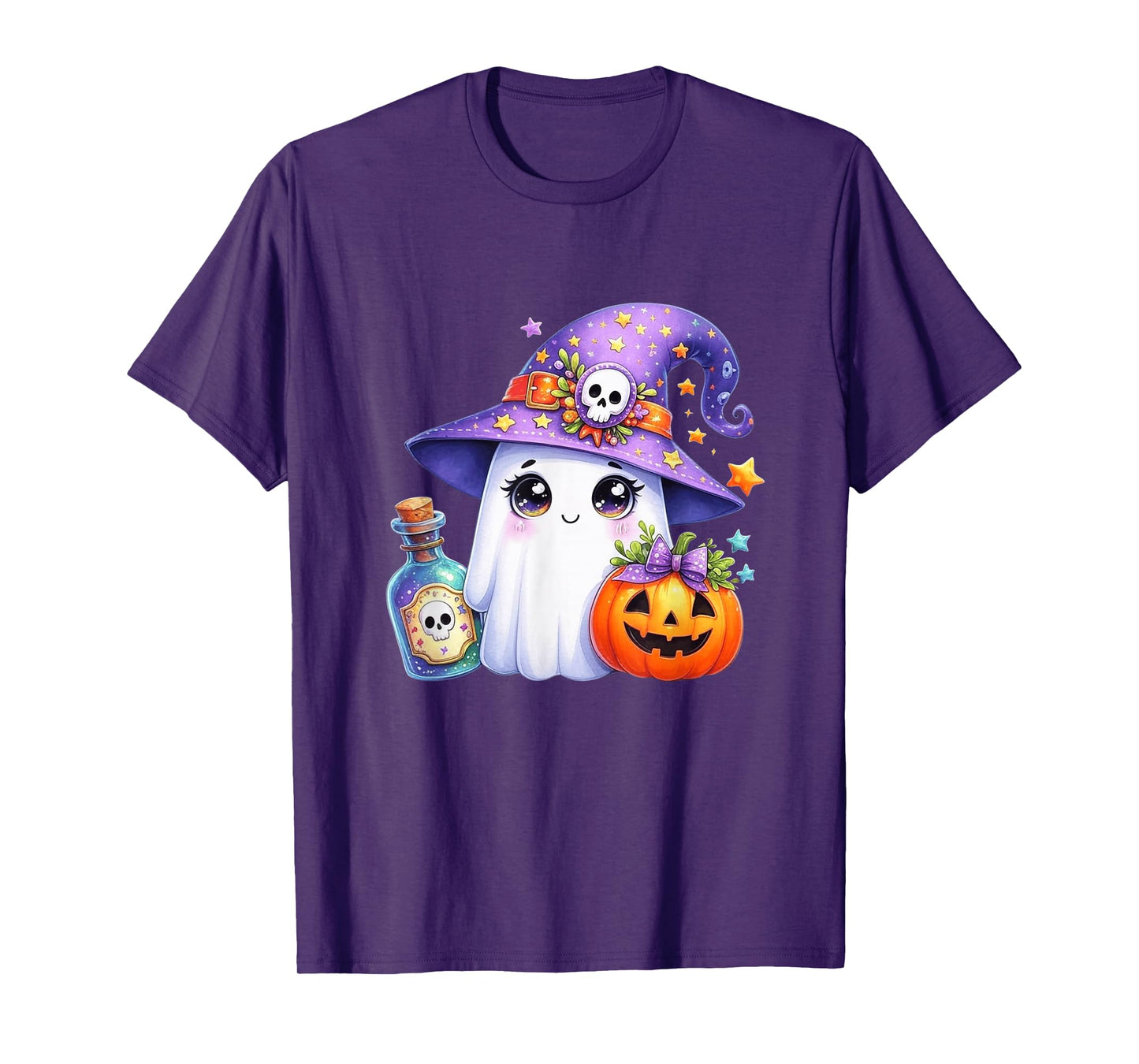 Cute Ghost Halloween Kawaii Witch & Pumpkin Trick or Treat T-Shirt