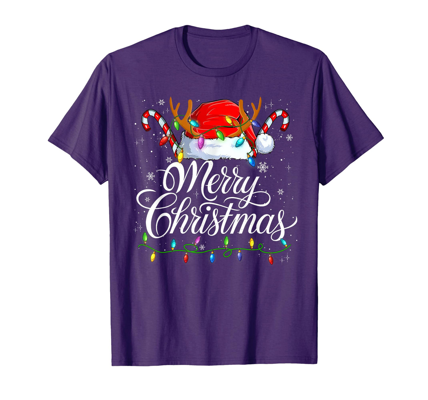 Merry Christmas Xmas Lights Santa Snowflake Holiday Family T-Shirt