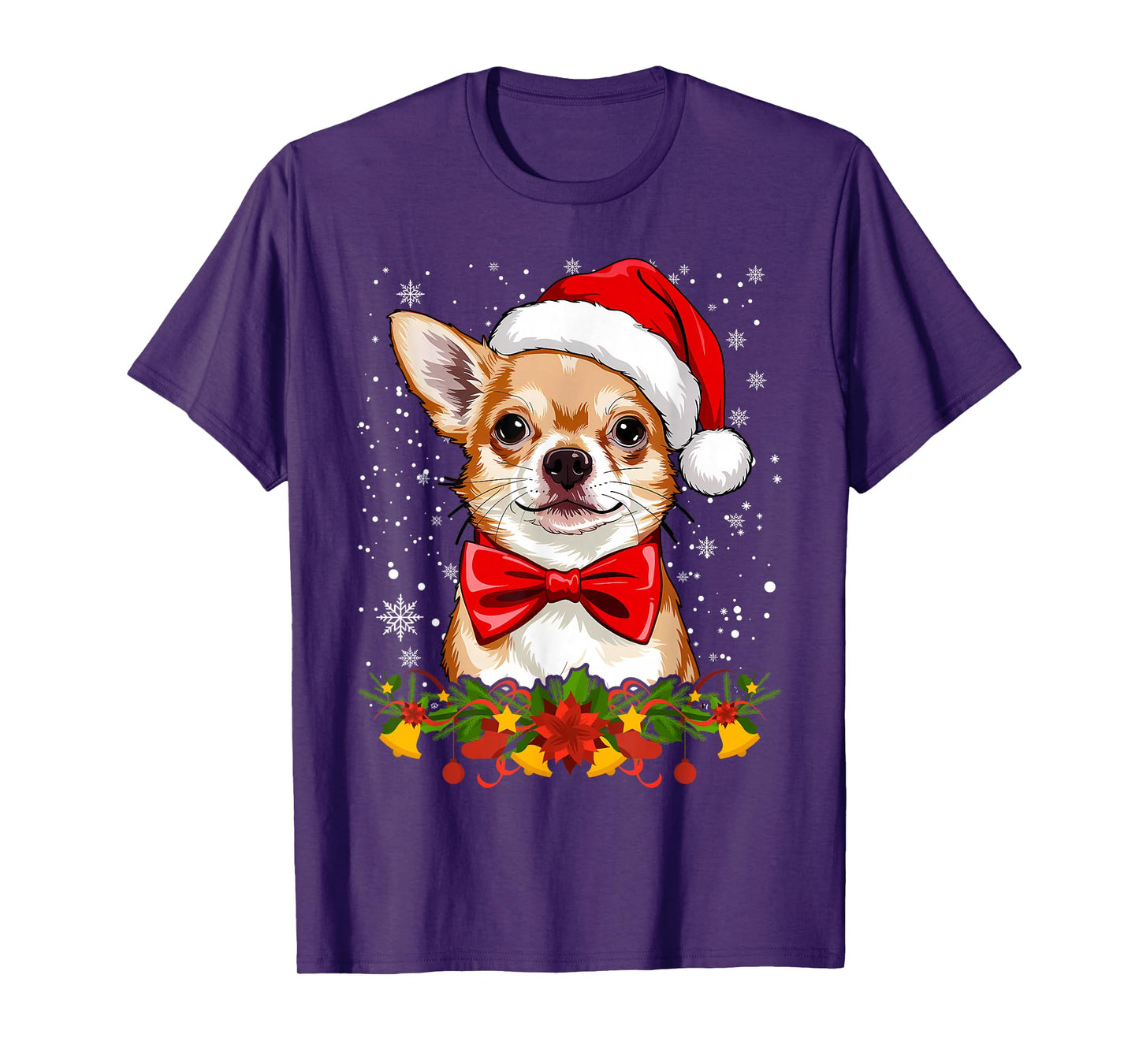 Cute Chihuahua Santa Hat Image Funny Christmas T-Shirt