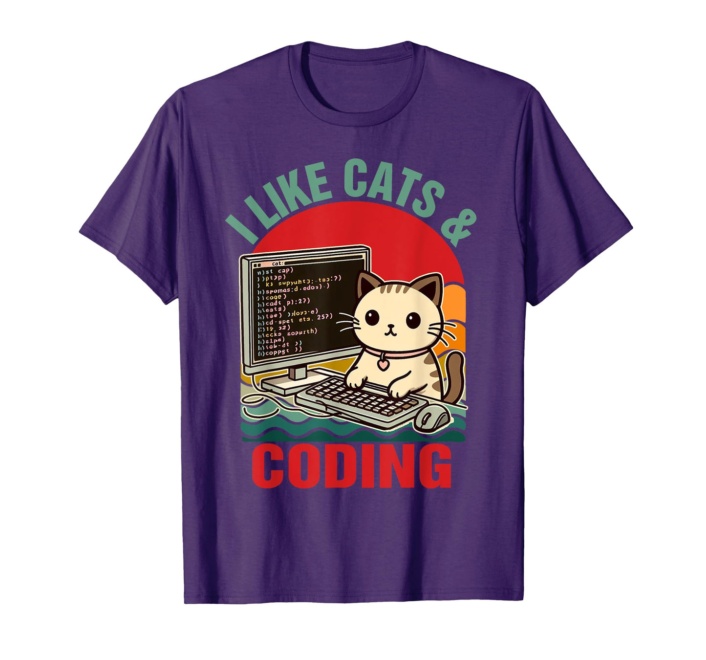 Coder Programmer Cat Lover Cat Dad I Like Cats & Coding Men Women T-Shirt