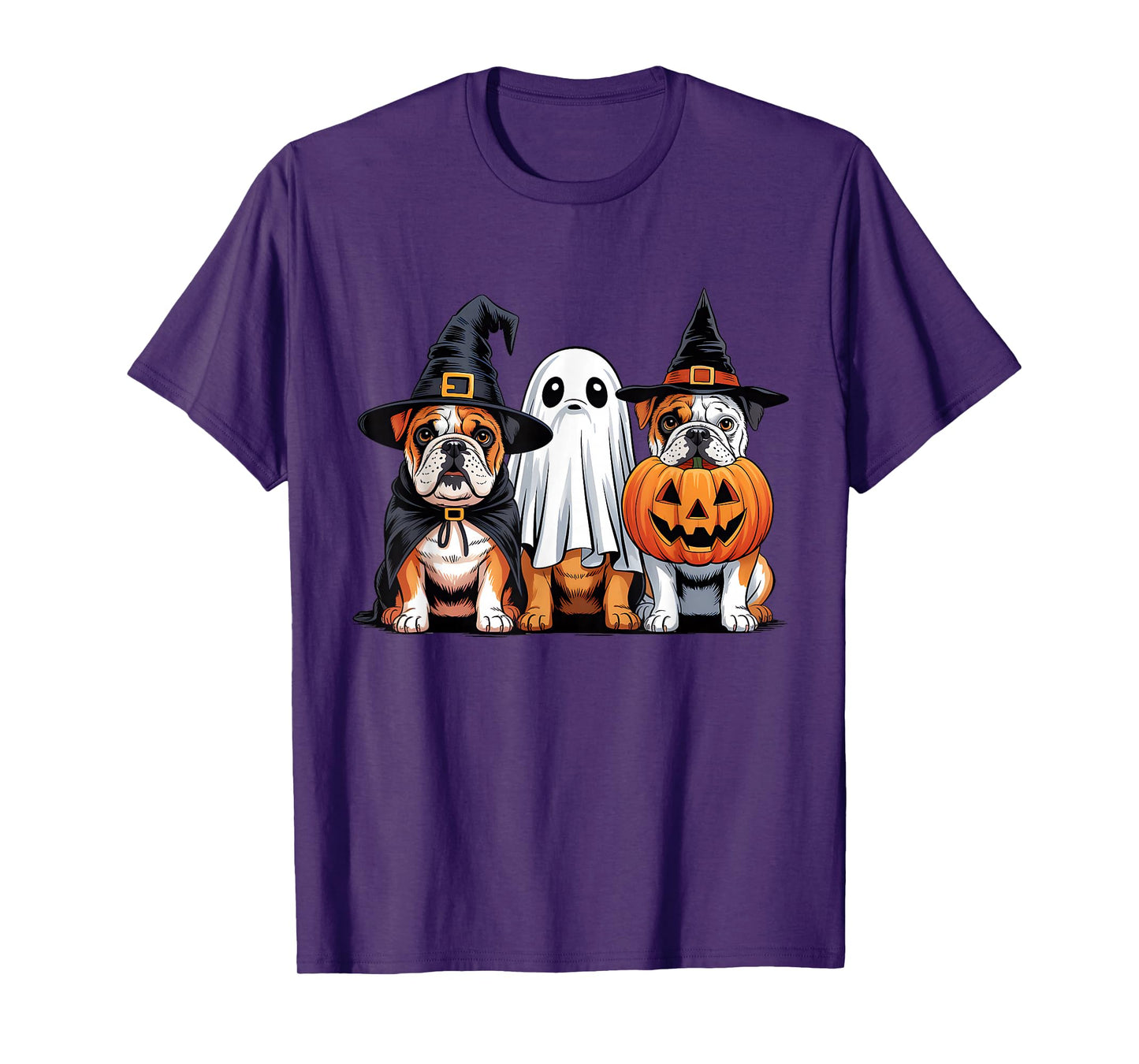English Bulldog Halloween Funny Dog Lover Pumpkin Witch T-Shirt