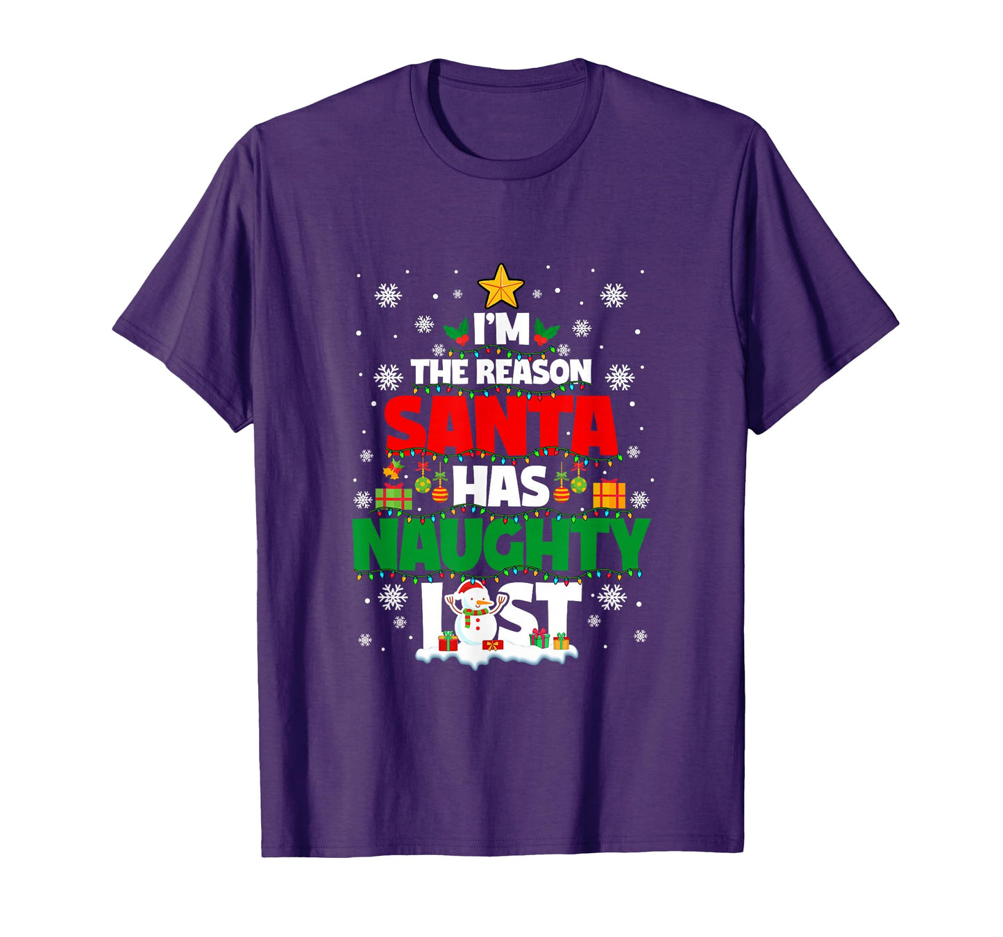 Funny Joke Reason Santa Has Naughty List Christmas Tree T-Shirt