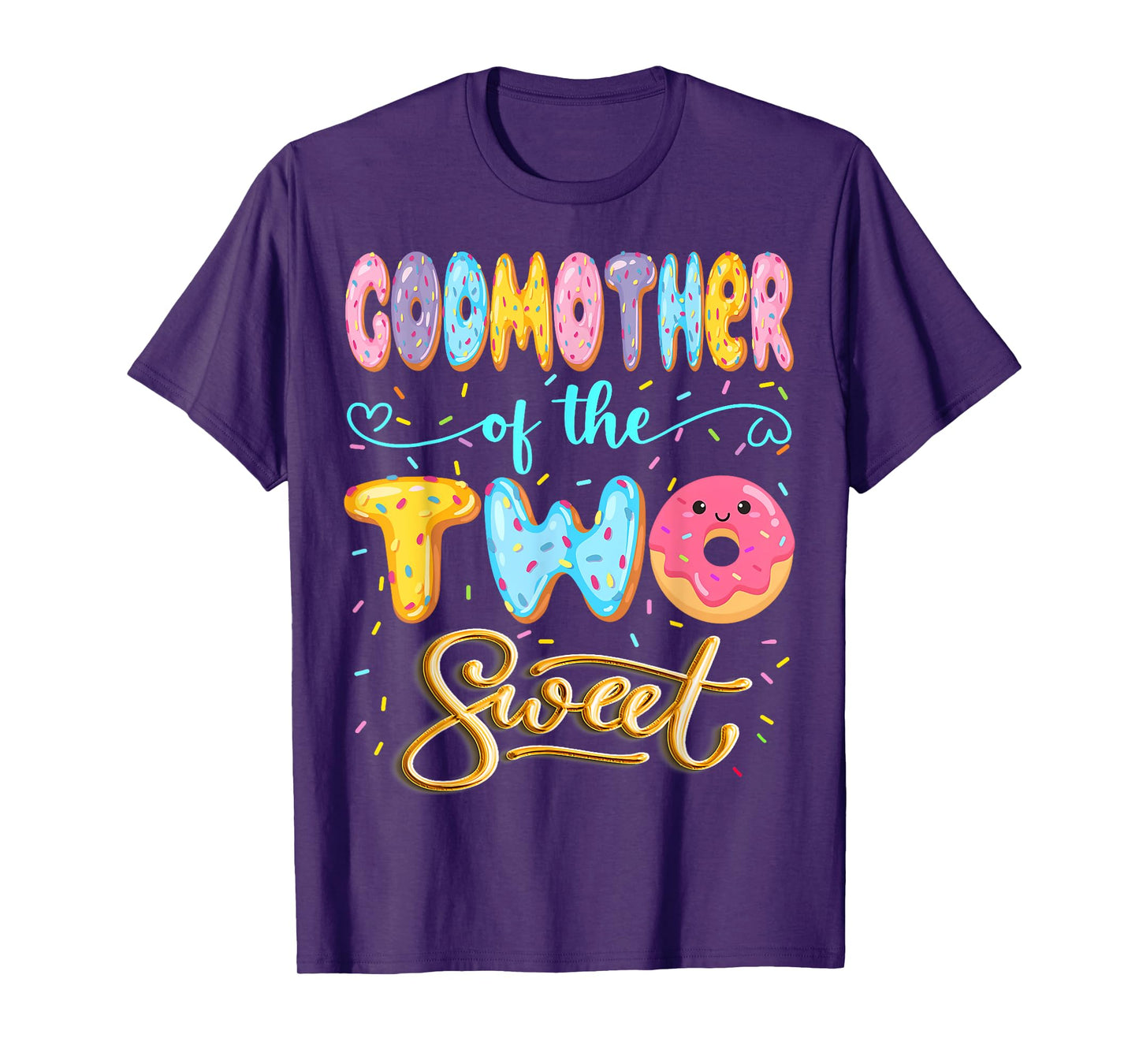 GodMother Of The Two Sweet Donut Lover 2Nd Birthday Girl T-Shirt