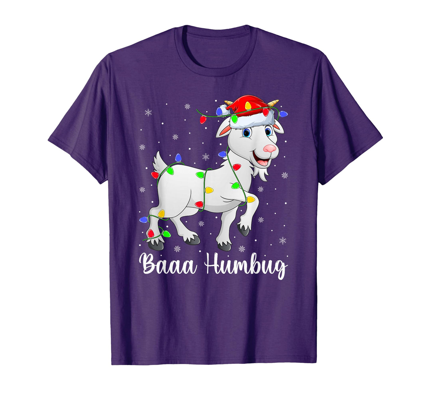 Baa Humbug Xmas Lights Santa Costume Goat Christmas Pajamas T-Shirt