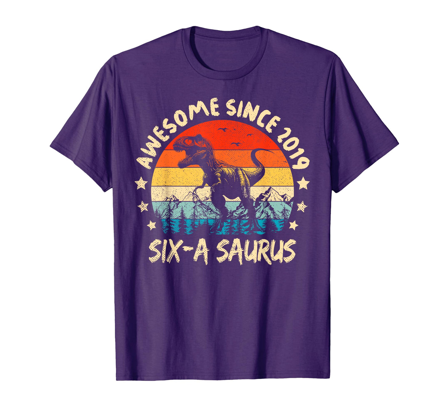 Six A Saurus Birthday T Rex 6 Year Old Dino 6th Dinosaur T-Shirt