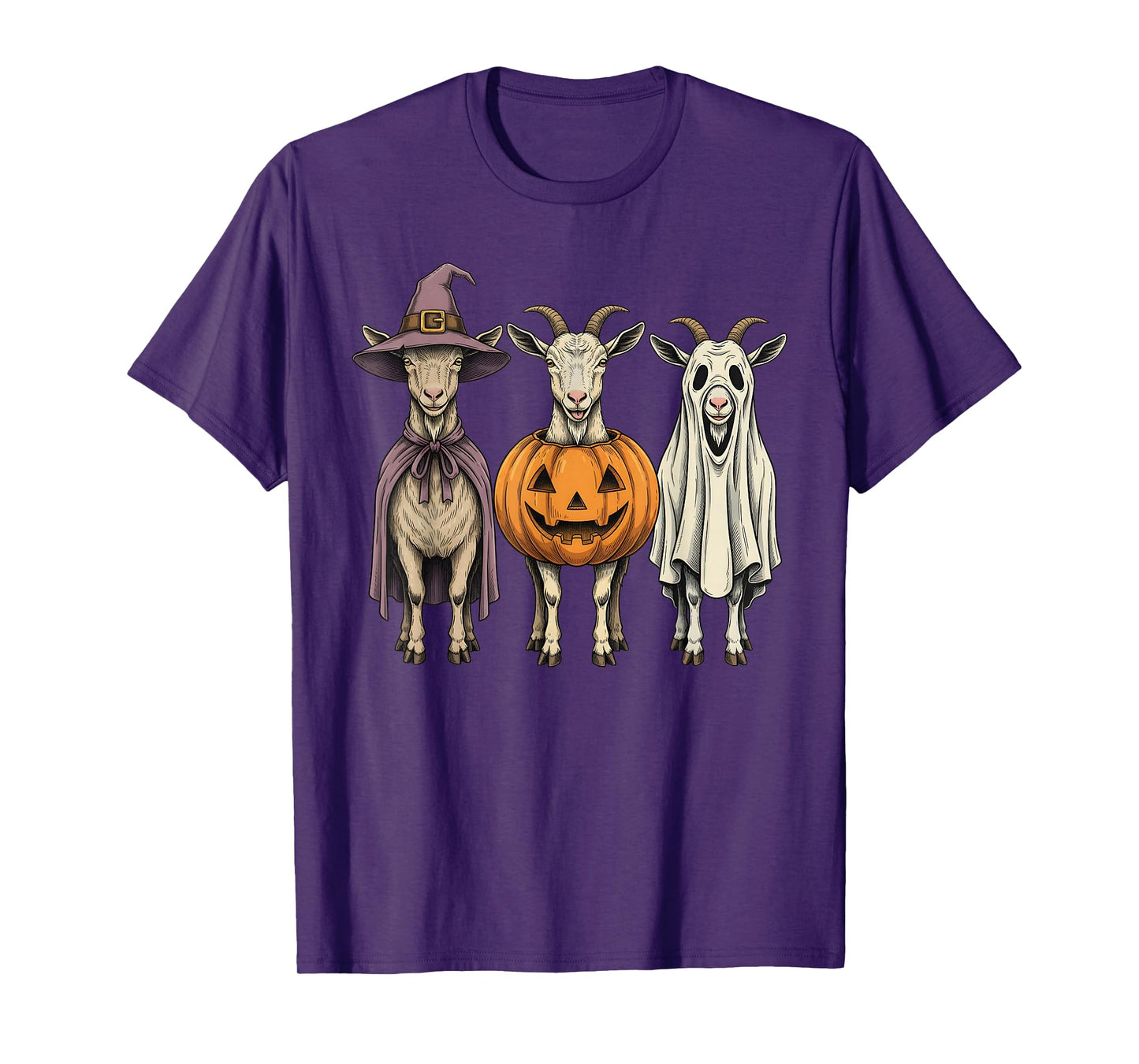 Spooky Ghost Goat Pumpkin Halloween Farm Animal T-Shirt