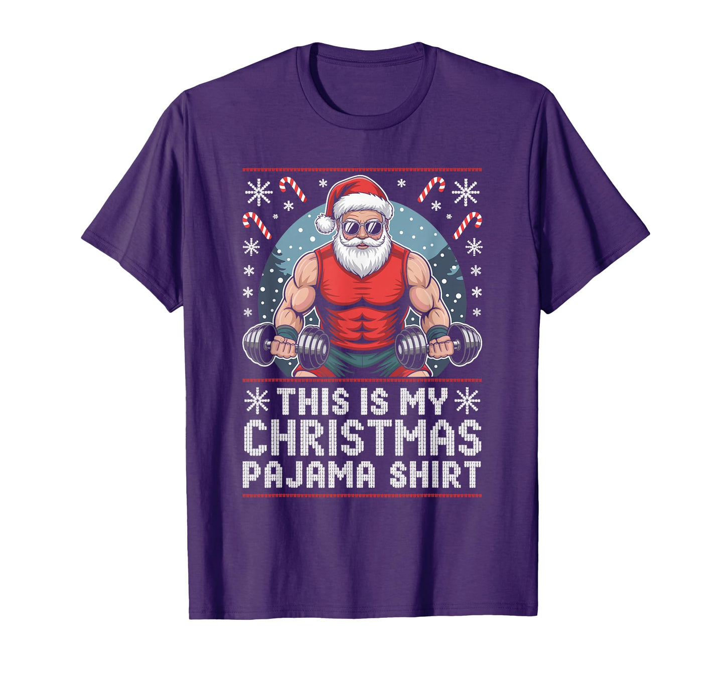 Santa Weightlifting Ugly Christmas Sweater Fitness Deadlift T-Shirt