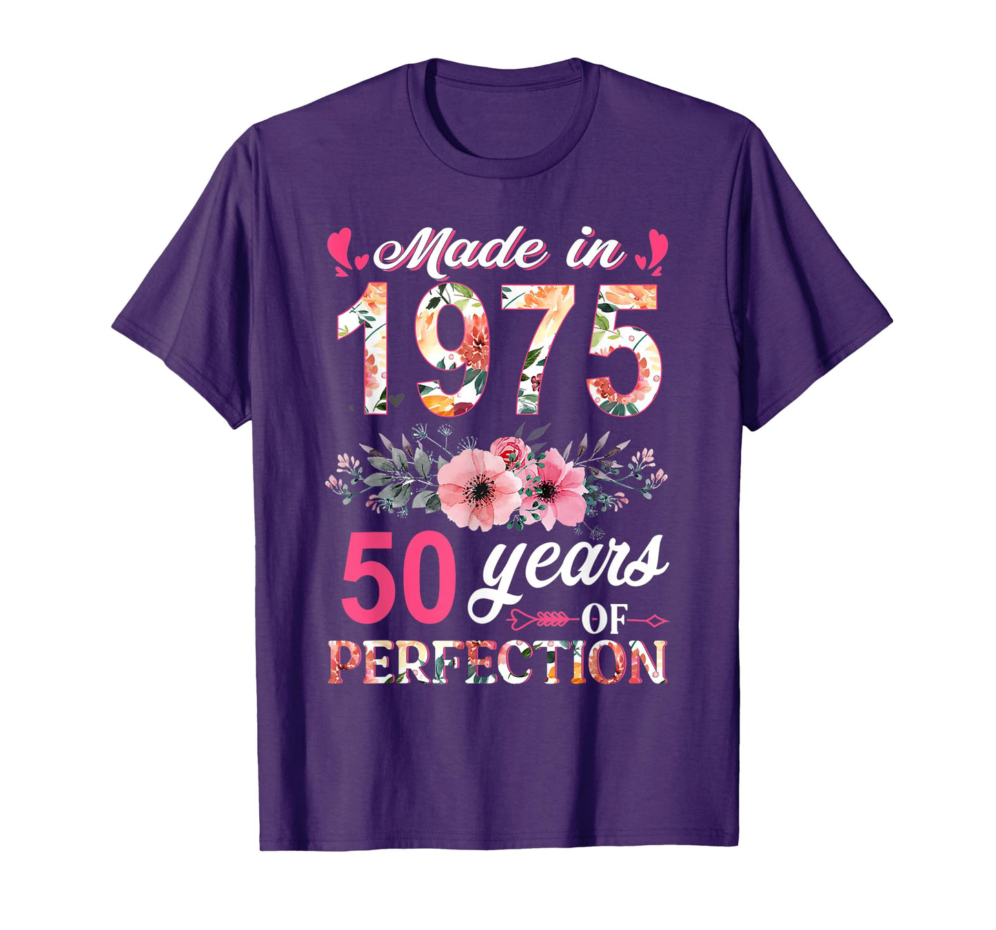 Made In 1975 Floral 50 Year Old 80th Birthday Gifts Women T-Shirt