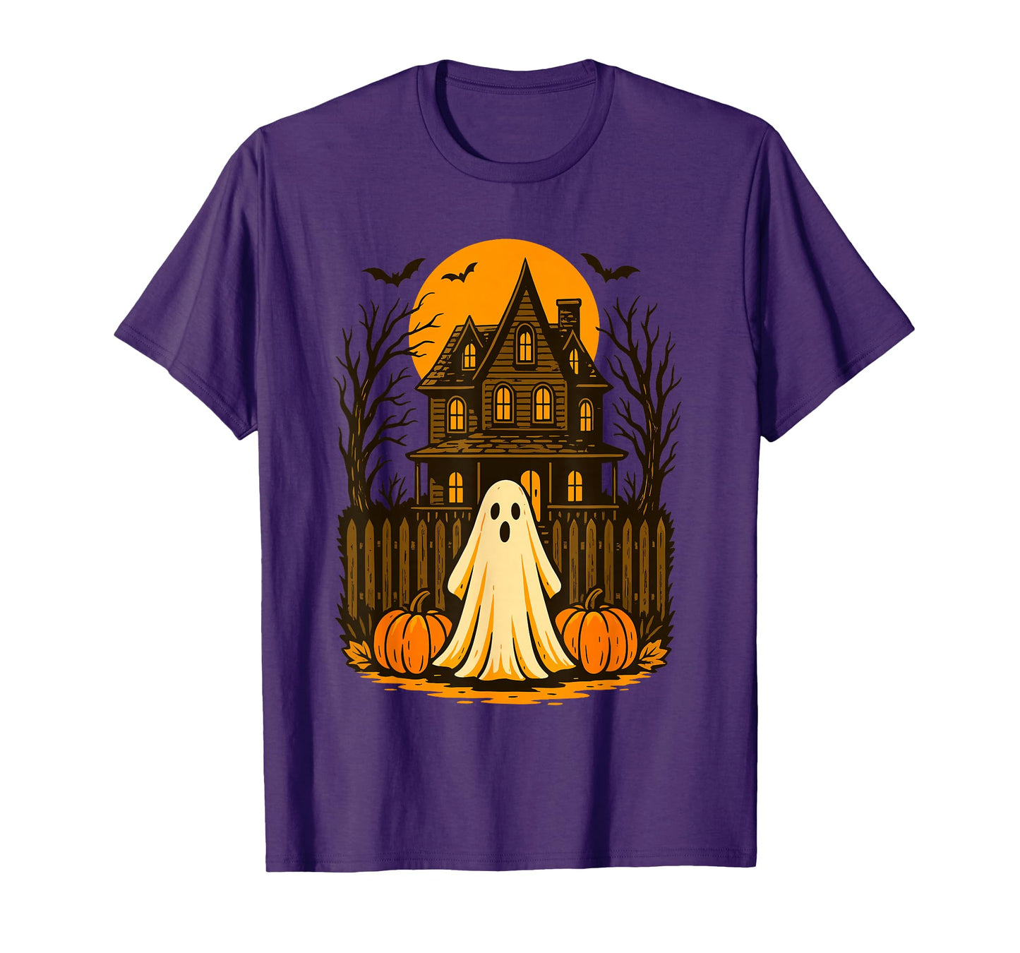 Vintage Ghost Boo Haunted House Halloween Design T-Shirt
