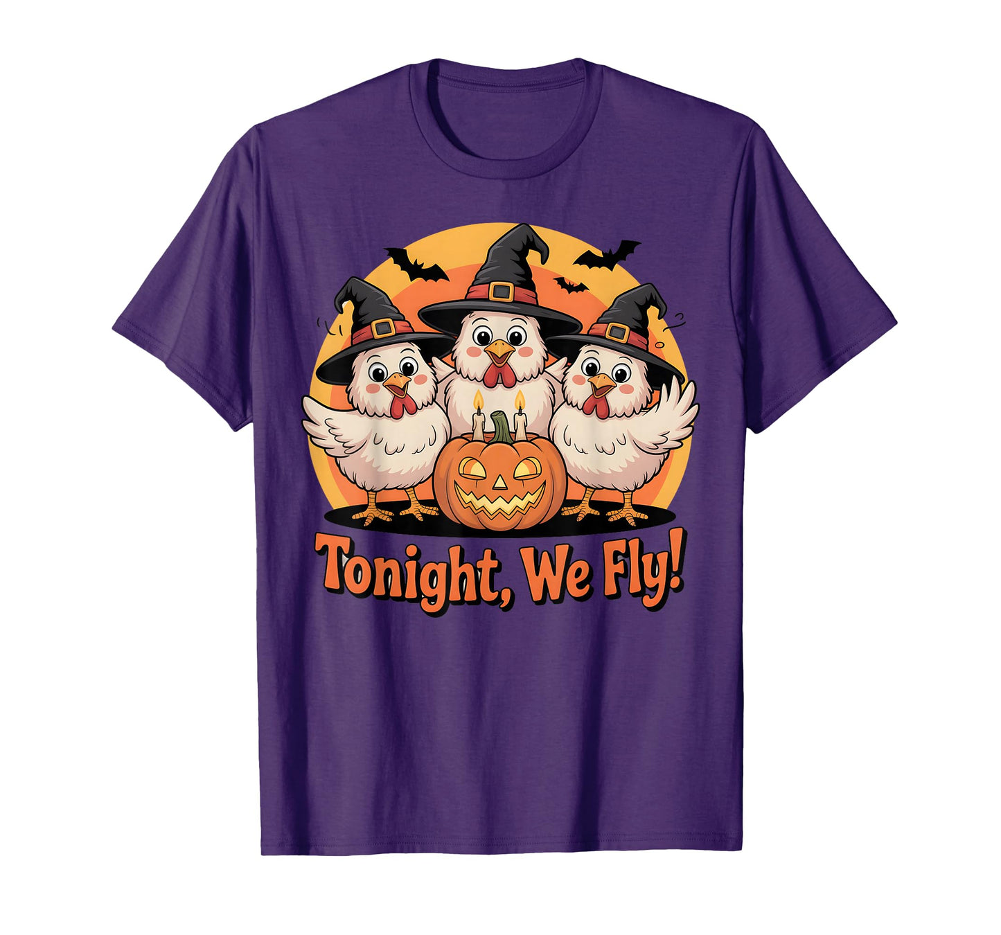 Funny Chicken Witches Tonight We Fly Halloween T-Shirt