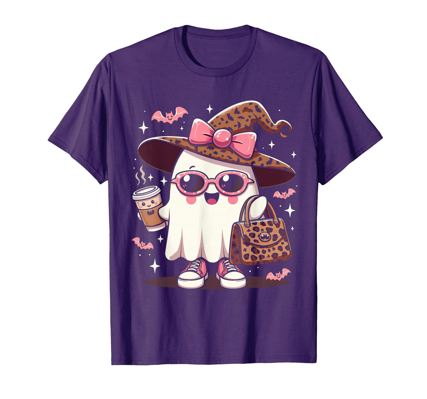 Cute Halloween Ghost Haunted Spooky Coffee Lover Witch T-Shirt