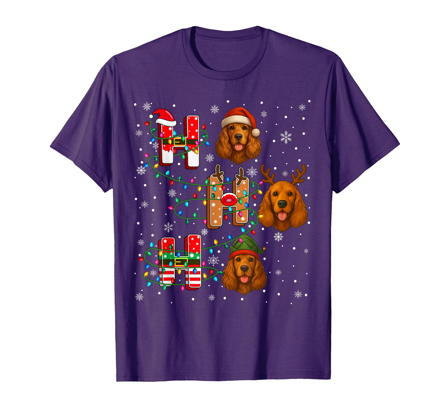 Ho Ho Ho Santa Reindeer Hat Elf American Cocker Spaniel Dog T-Shirt