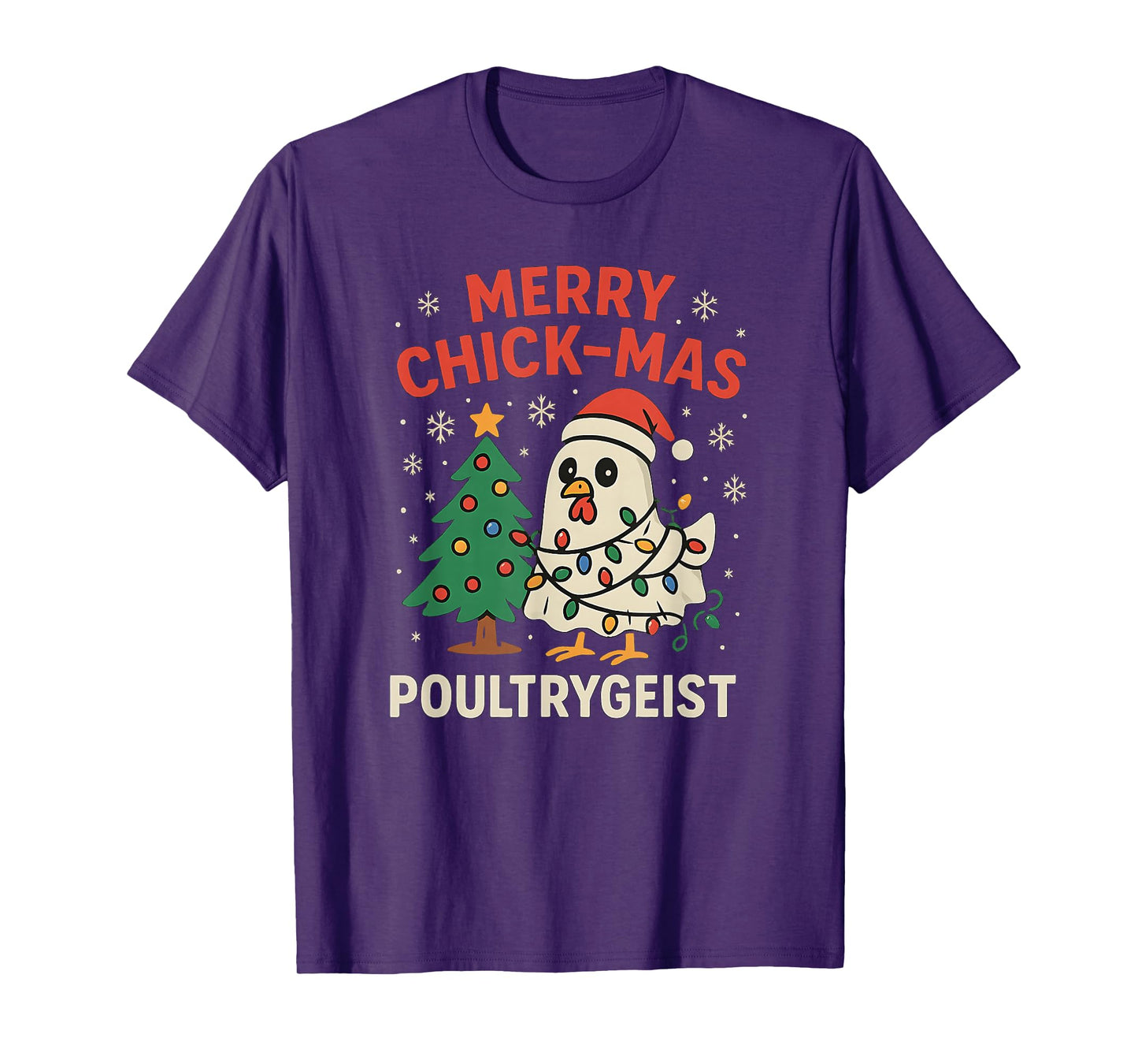 Merry Chick-mas Poultrygeist Funny Chicken Ghost Christmas T-Shirt