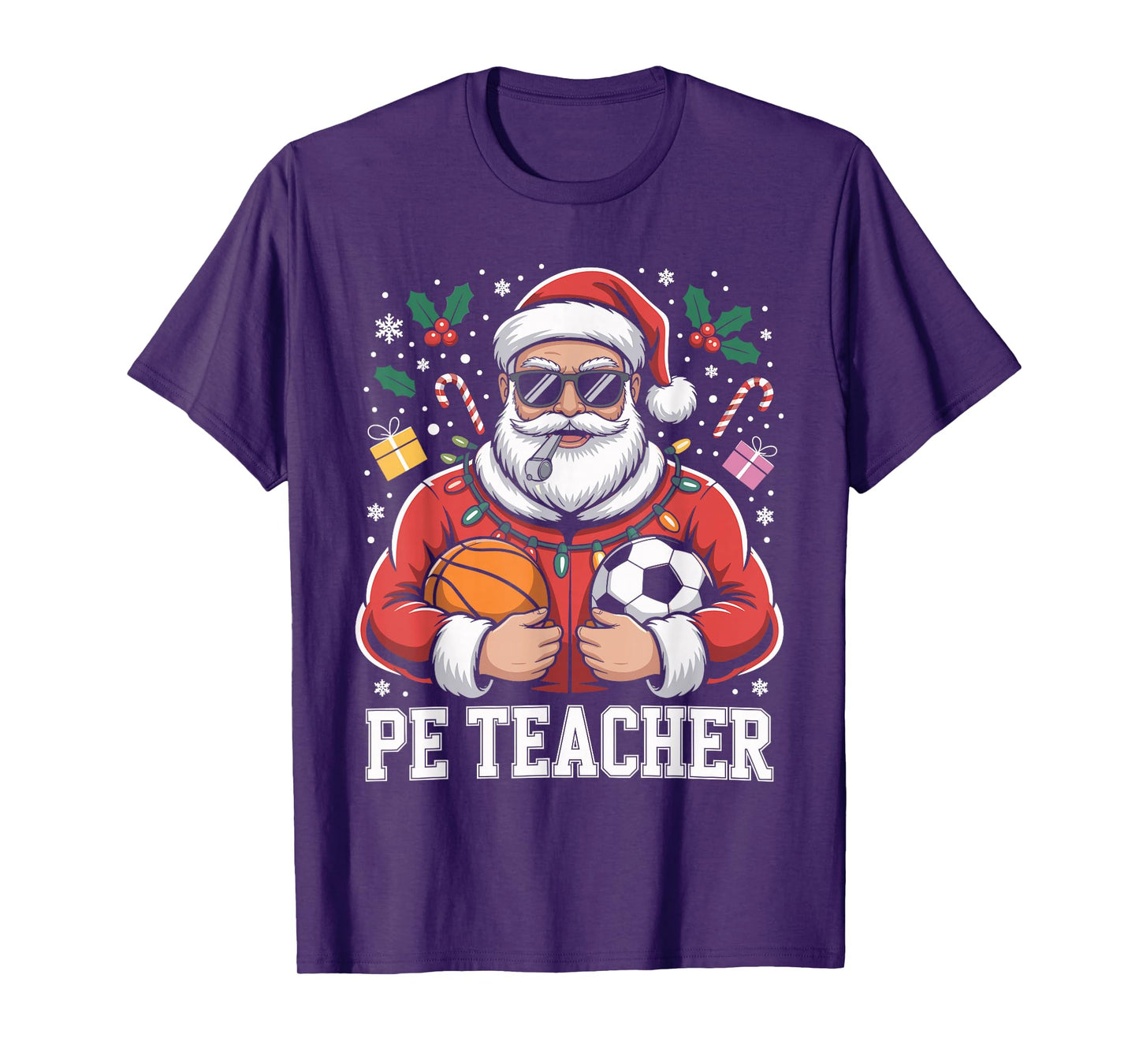 PE Teacher Christmas Santa Physical Education Xmas T-Shirt