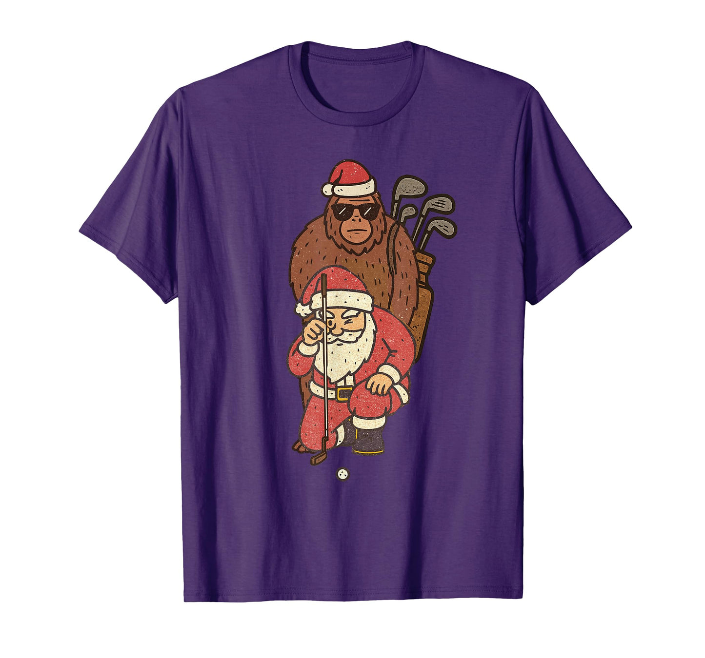 Santa Playing Golf Christmas Vintage Funny Xmas T-Shirt