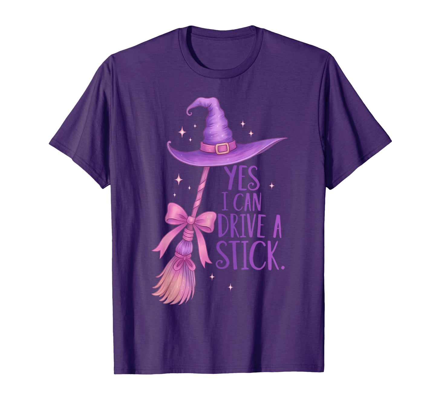 Yes I Can Drive A Stick Funny Halloween Spooky Witch Hat T-Shirt