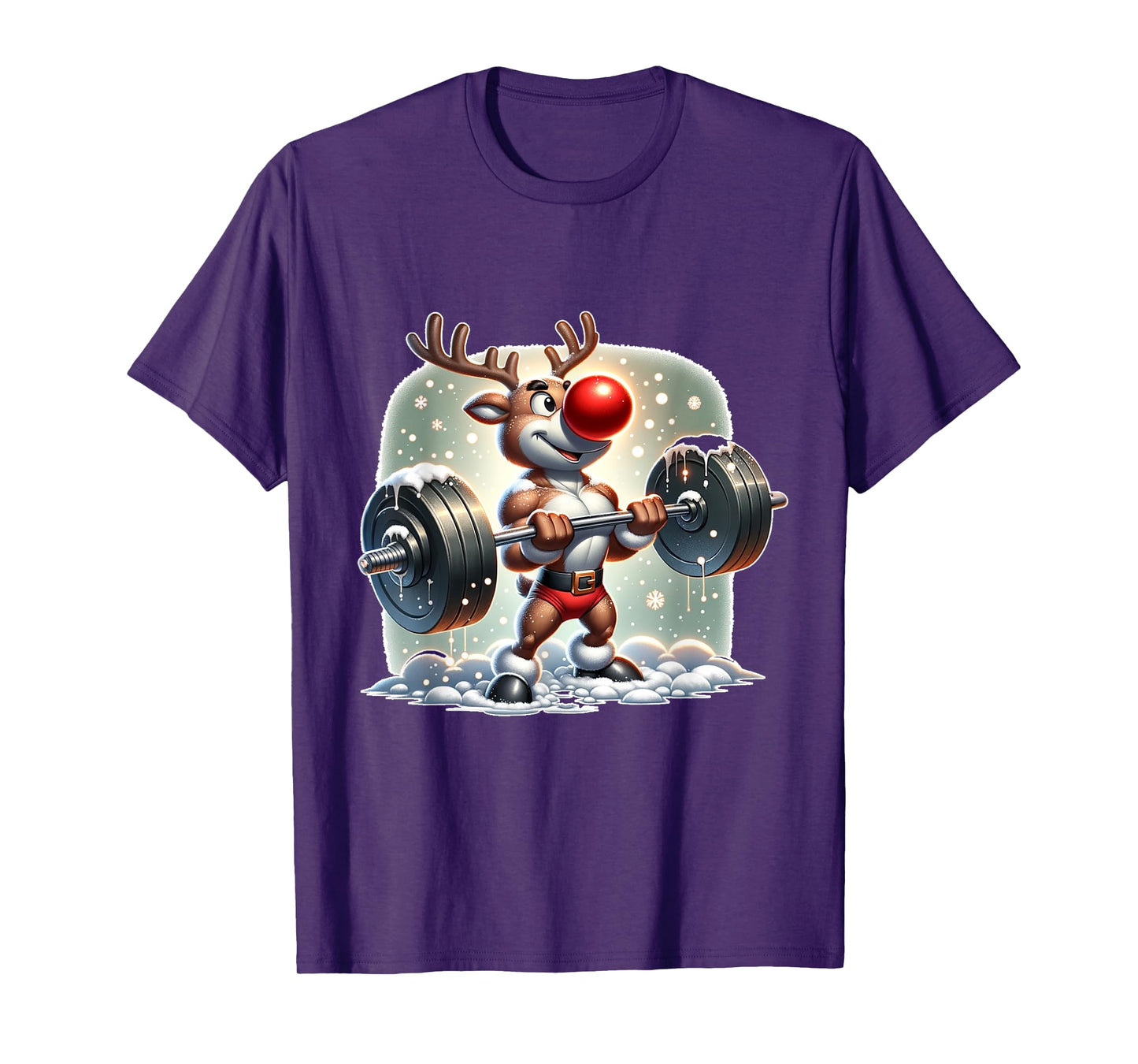Rudolph The Red Nose Reindeer Workout Gym Weightlifter Funny T-Shirt