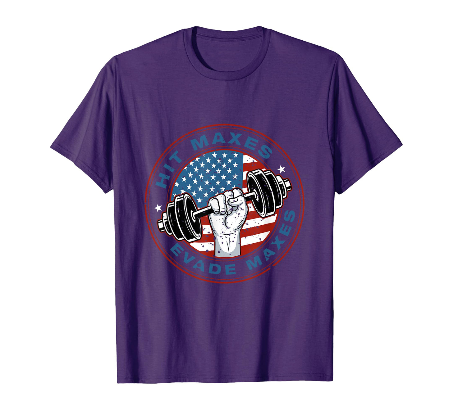Hit Maxes Evade Taxes Fun Sarcastic Lifting Gym USA Flag T-Shirt for Women Men