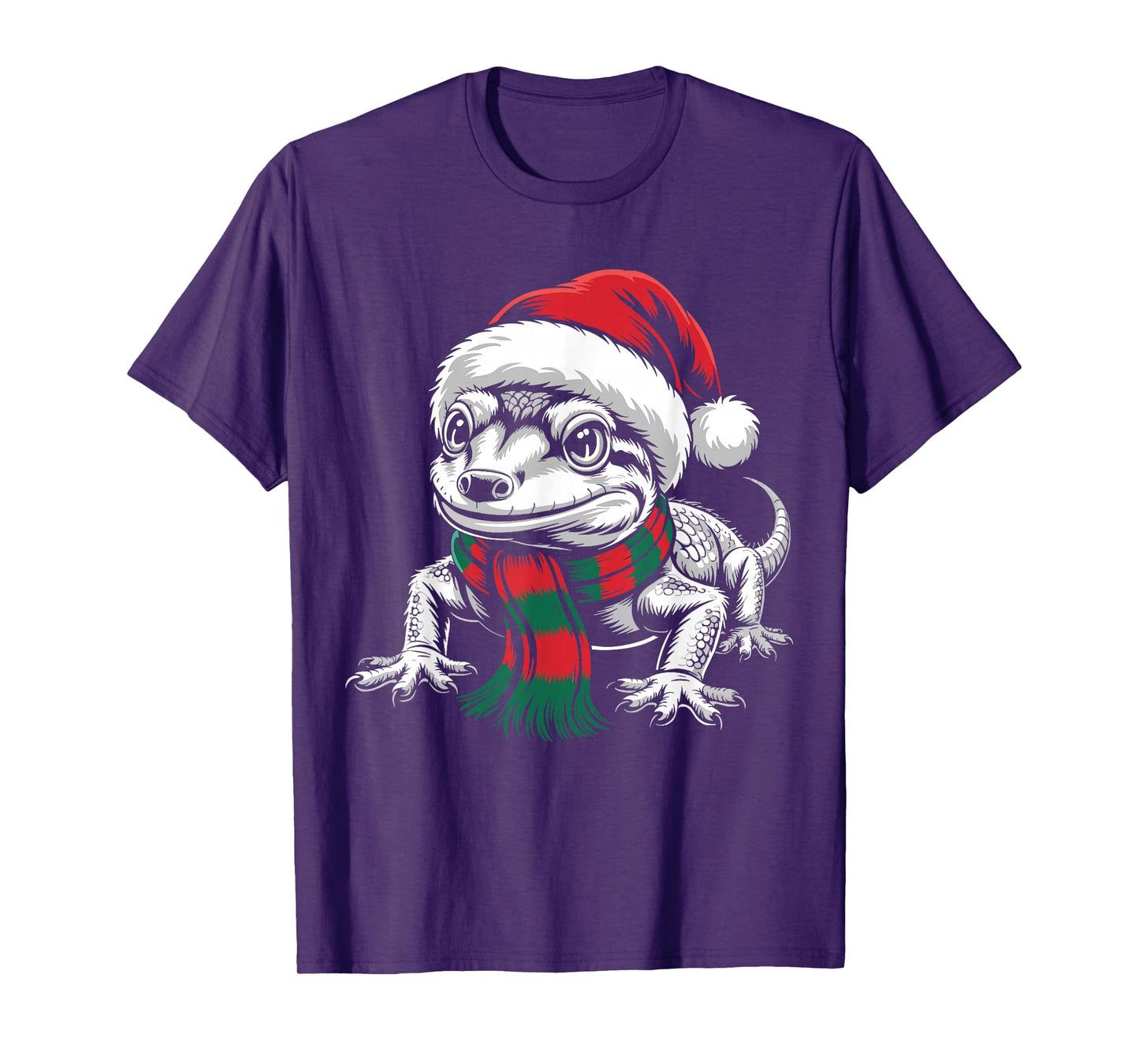 Gecko Xmas Santa Hat Scarf Christmas Costume T-Shirt