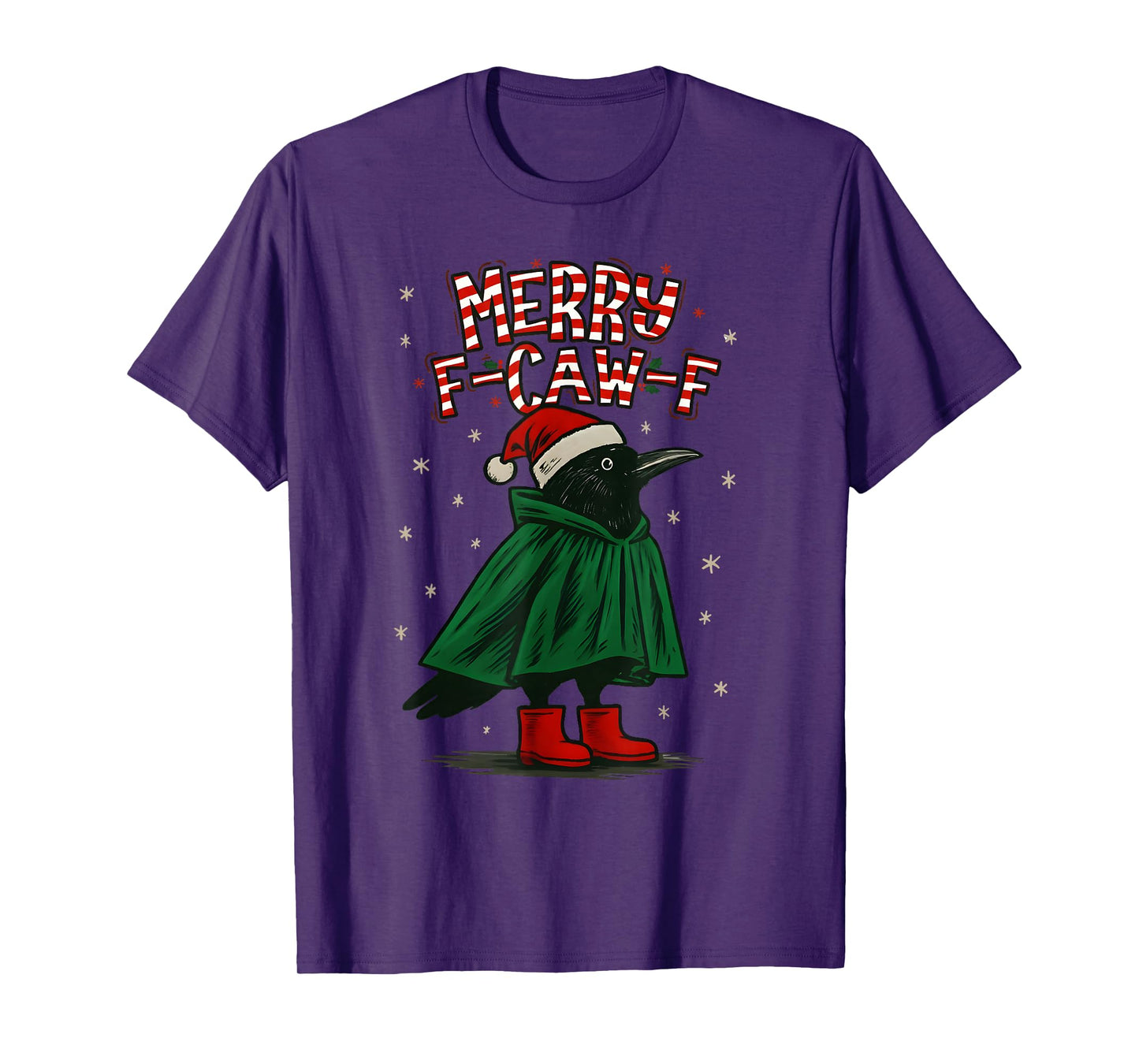 Merry Christmas F-Caw-F Crow Santa Black Bird Xmas Raven T-Shirt