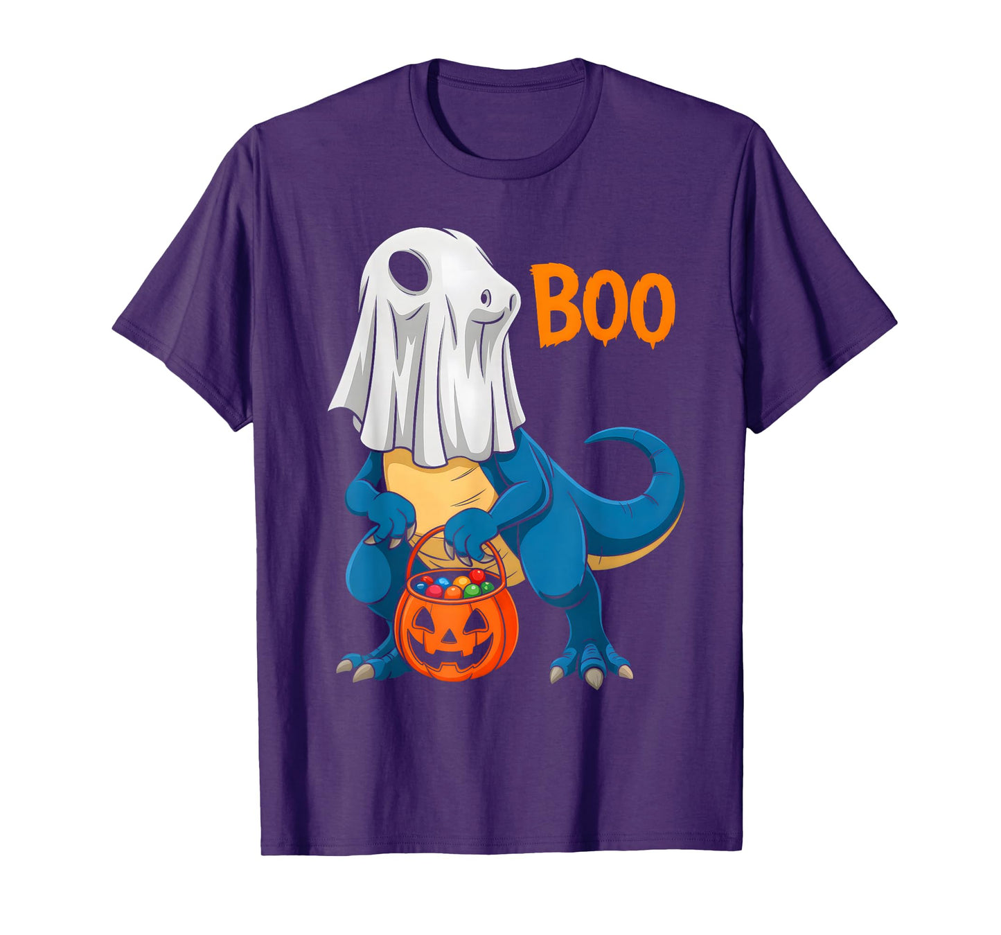 Dinosaur T Rex Boo Ghost Pumpkin Halloween Costume Boys Kids T-Shirt