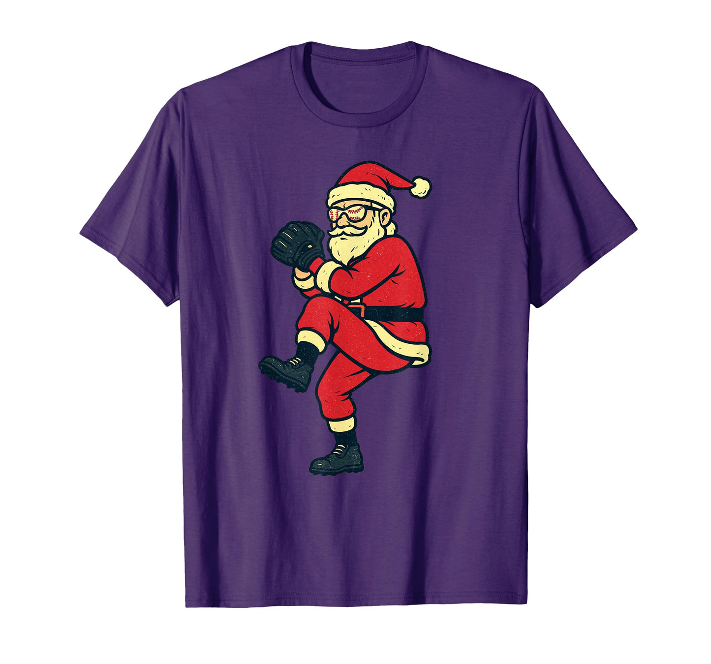Santa Claus Playing Baseball Xmas Holiday Funny Christmas T-Shirt