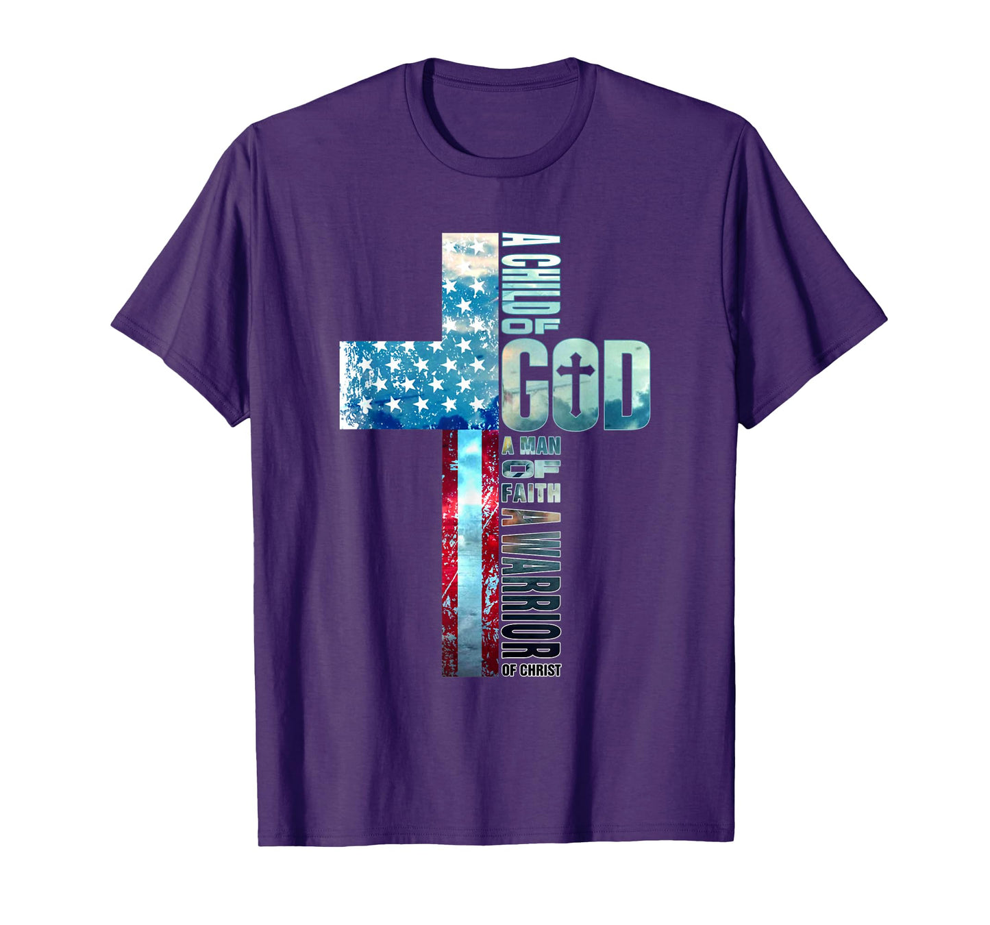 Faith Over Fears Cool Christian Cross American USA Flag Gym Women Men T-Shirt