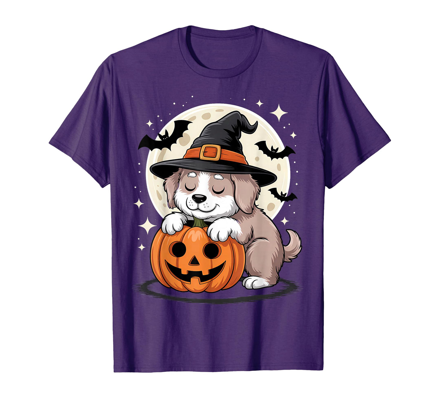 Halloween Dog Witch Hat Pumpkin Spooky T-Shirt