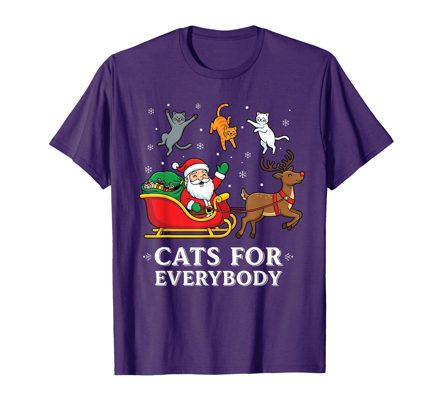 Cats for Everybody Christmas Cat Funny Xmas Women Santa T-Shirt
