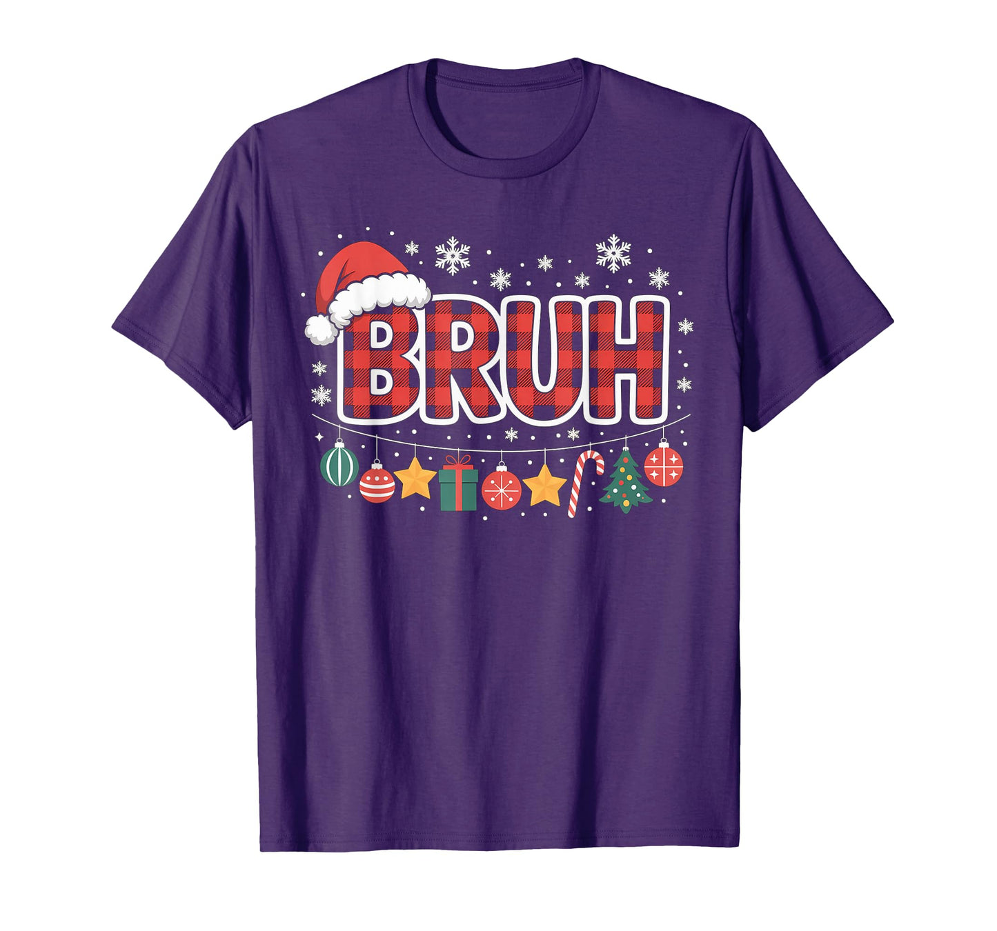 Funny Bruh Santa Christmas Lights Family Xmas Holiday Party T-Shirt