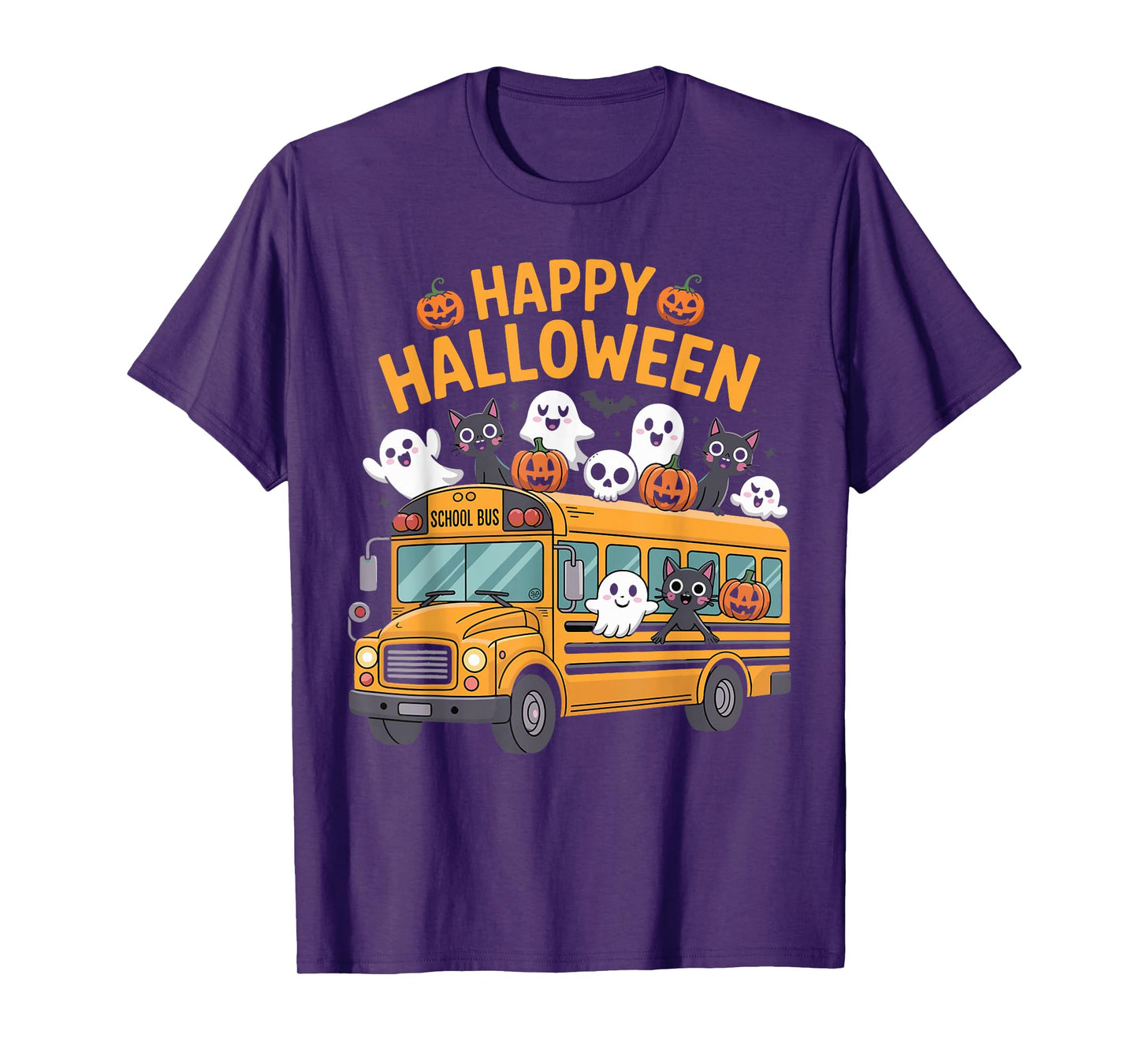 Teacher Halloween School Bus Driver Cute Ghost Witch Party T-Shirt