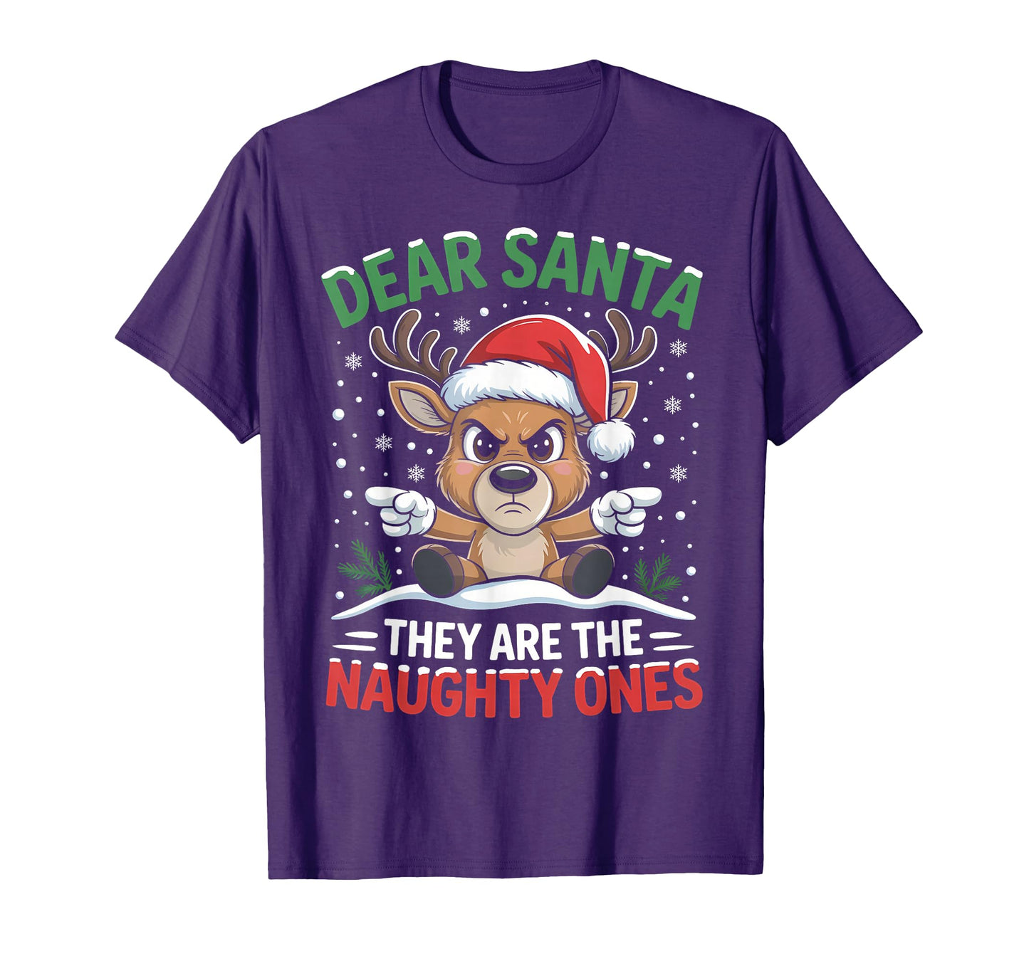 Funny Naughty Ones Dear Santa Reindeer Christmas Holiday T-Shirt