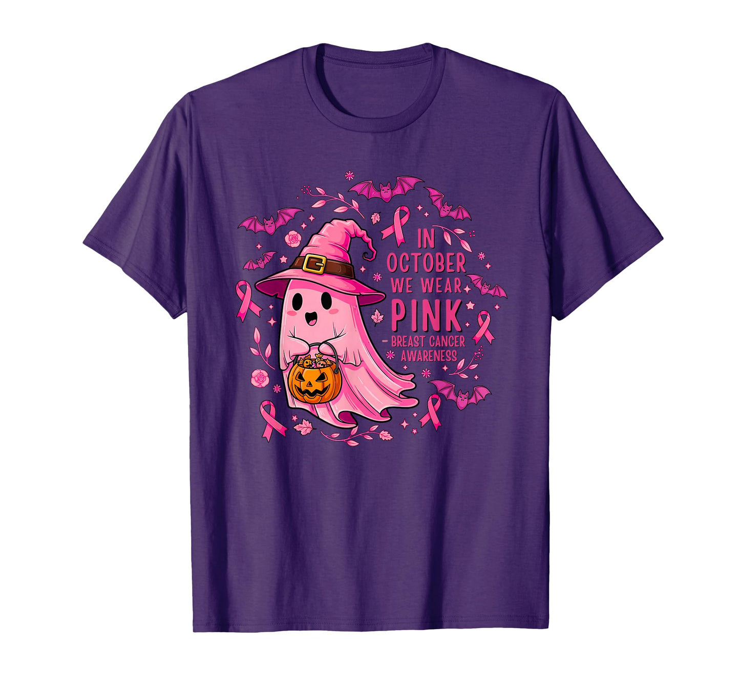Breast Cancer Women Halloween in October We Wear Pink T-Shirt