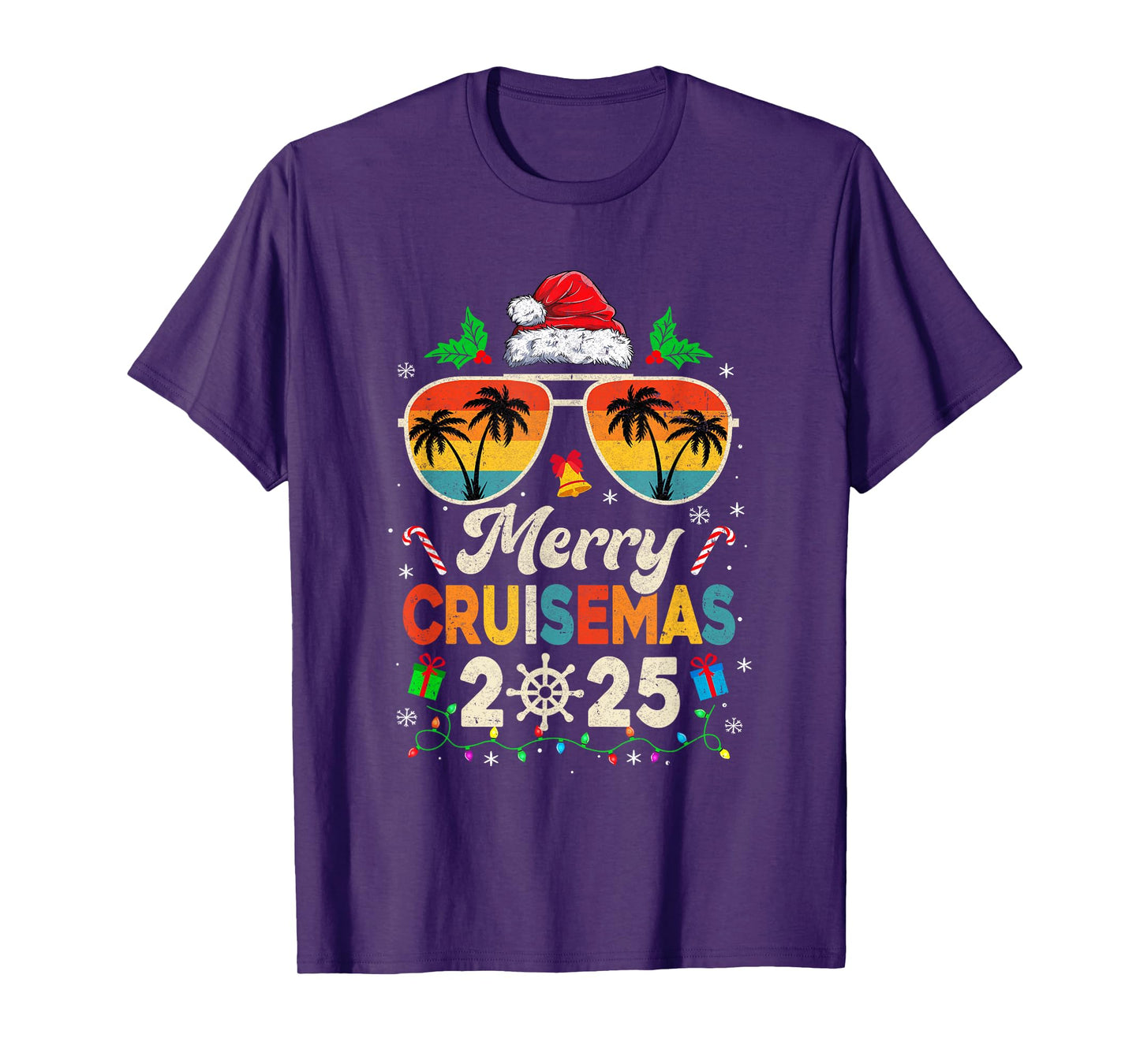 Merry Cruisemas 2025 Christmas Santa Reindeer Cruise Retro T-Shirt