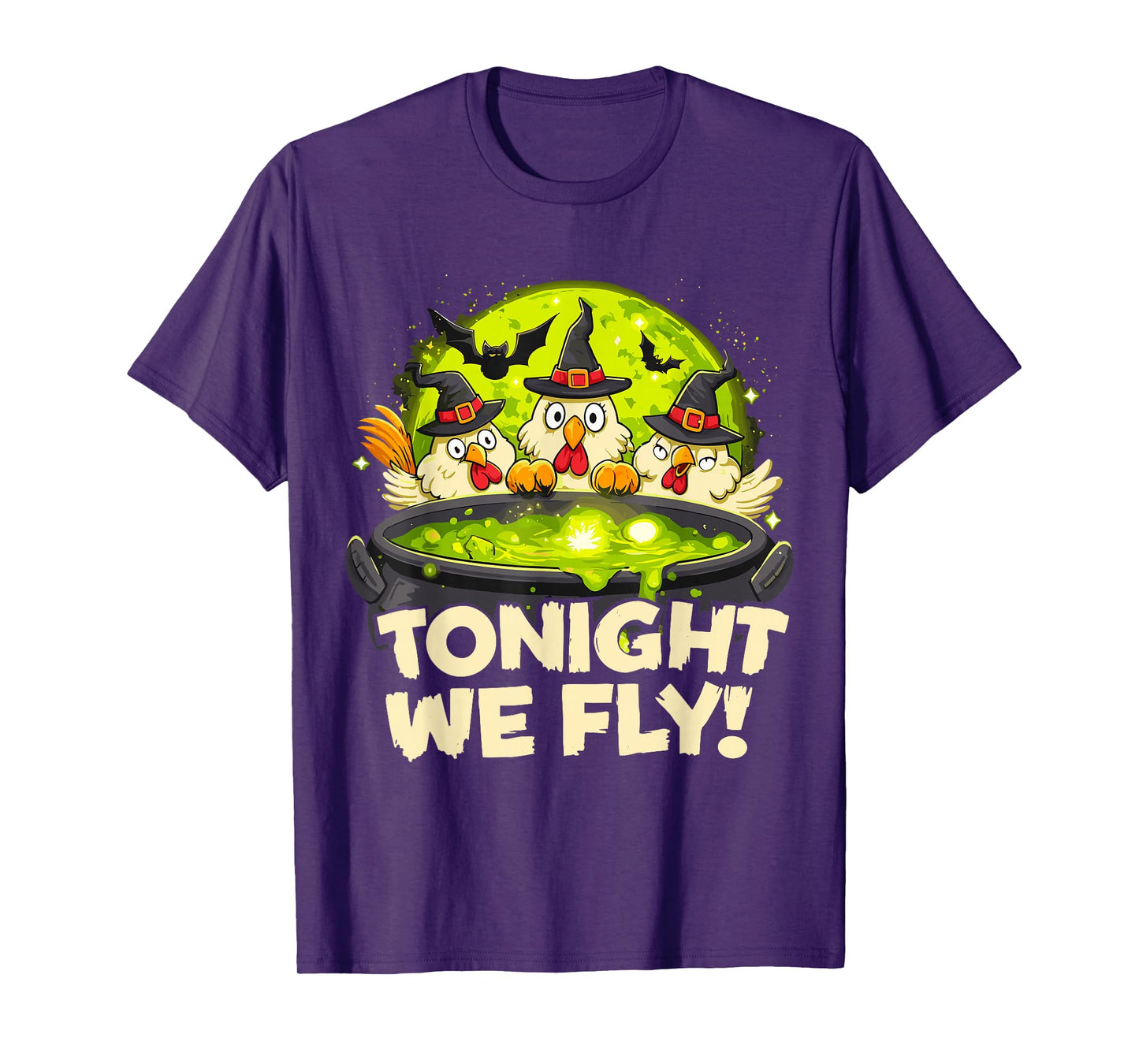 Tonight We Fly Funny Witchy Chickens Spooky Farm Halloween T-Shirt