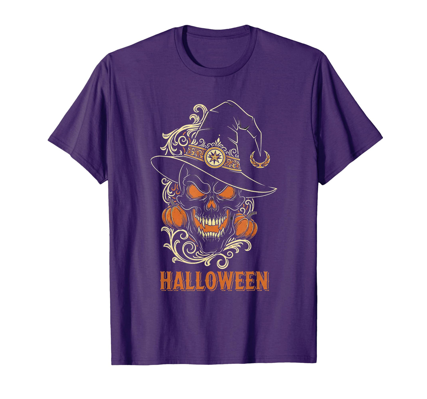 Spooky Skull Witch Hat Halloween Horror Scary for Men T-Shirt