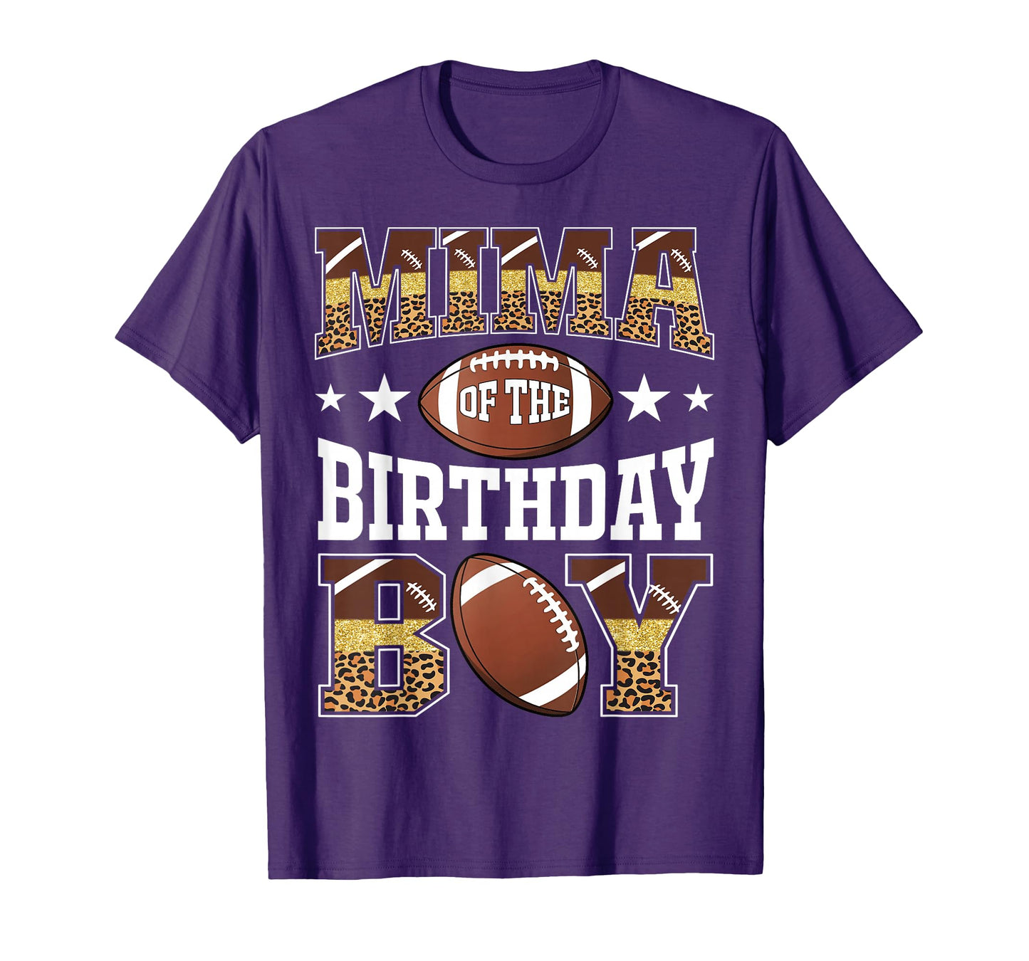 Mima Of The Birthday Boy Game Day Leopard Football T-Shirt